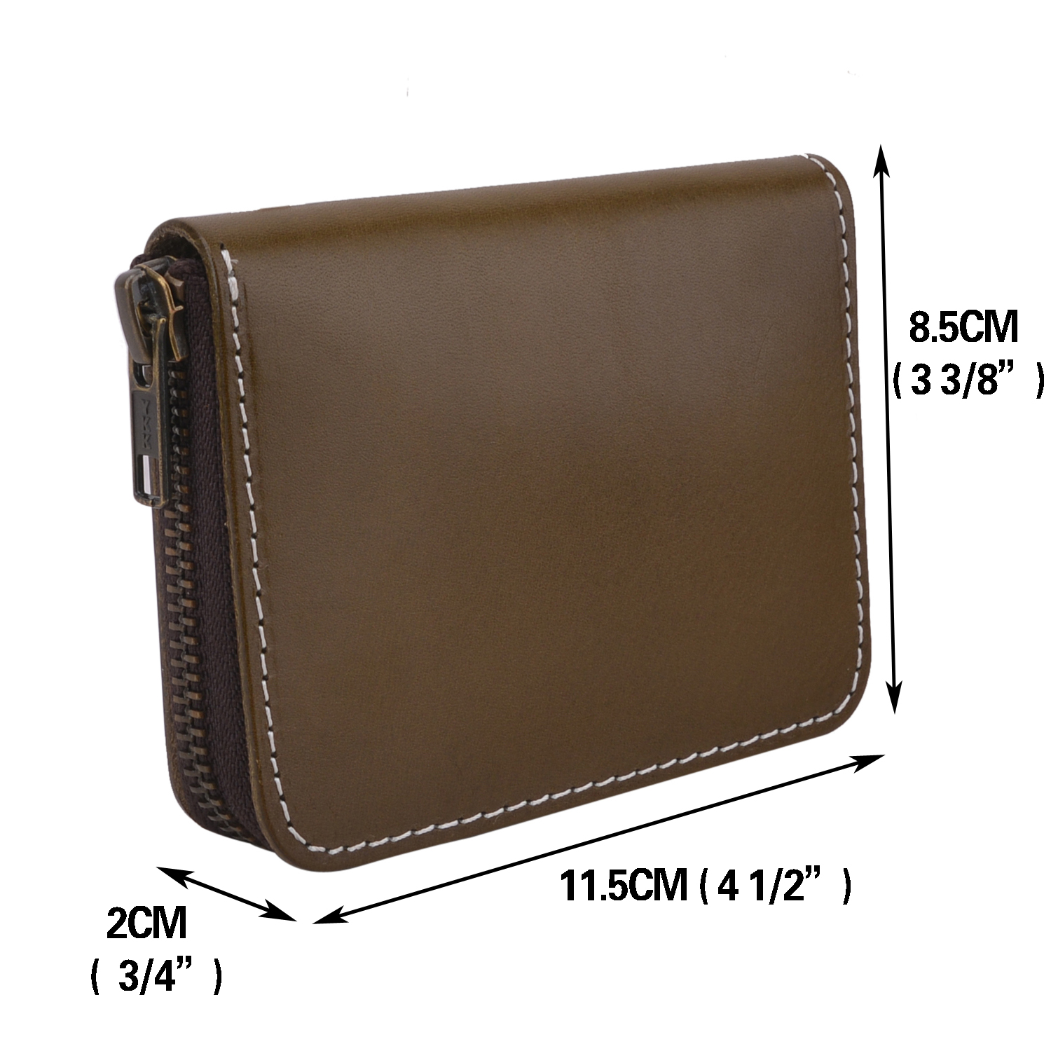 Genuine Leather Coin Pouch Change Holder for Men / Woman with Zipper Pouch