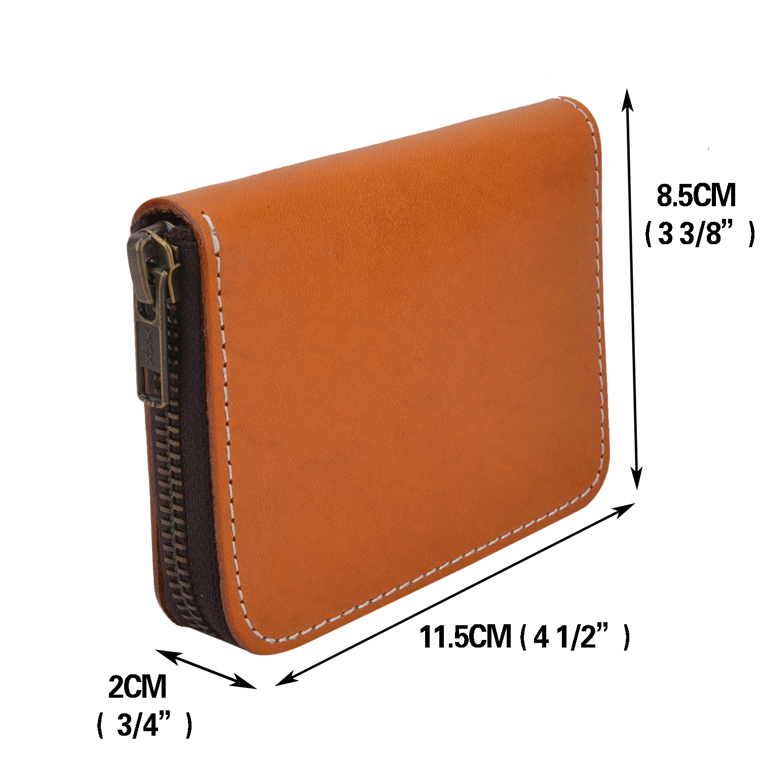 Genuine Leather Coin Pouch Change Holder for Men / Woman with Zipper Pouch