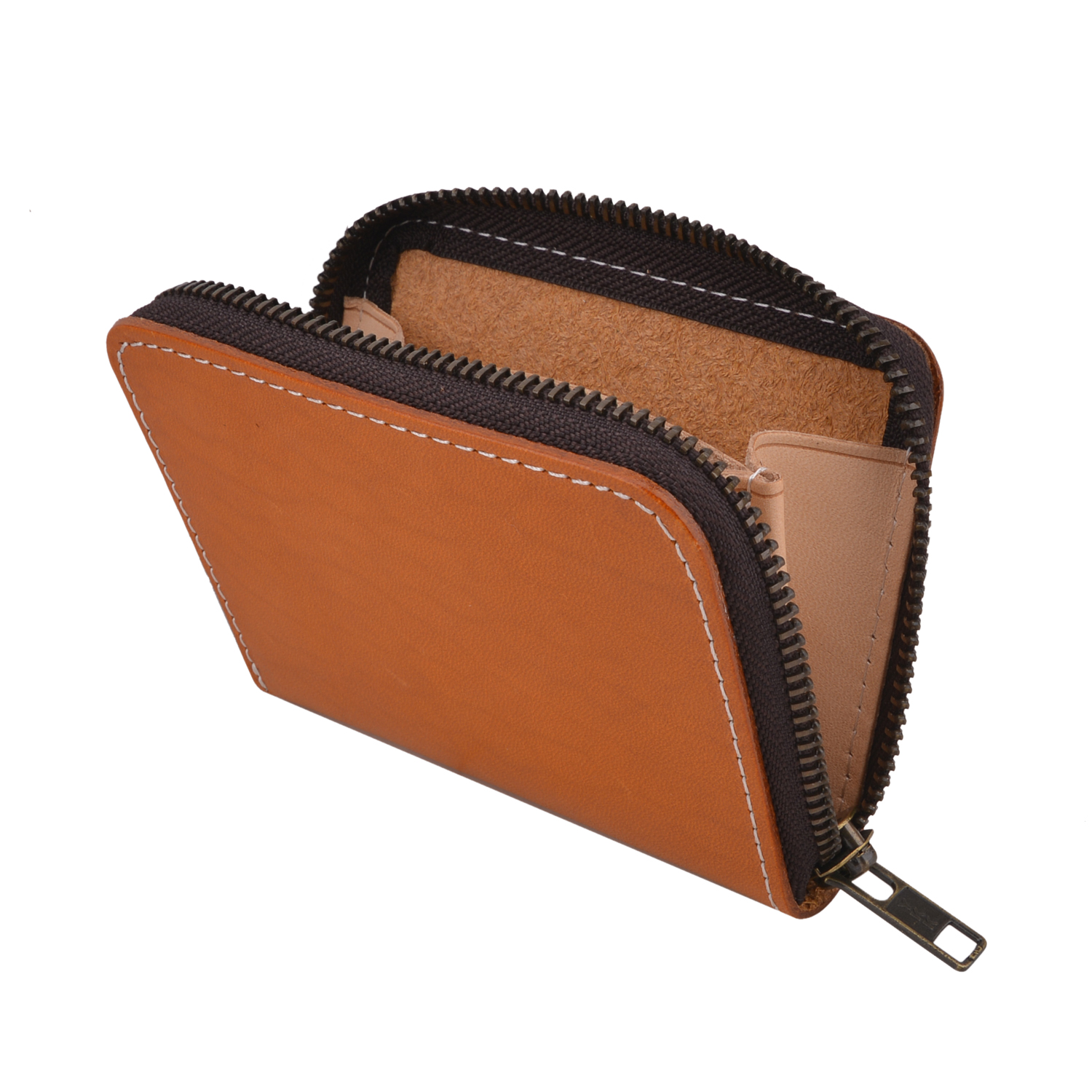 Genuine Leather Coin Pouch Change Holder for Men / Woman with Zipper Pouch