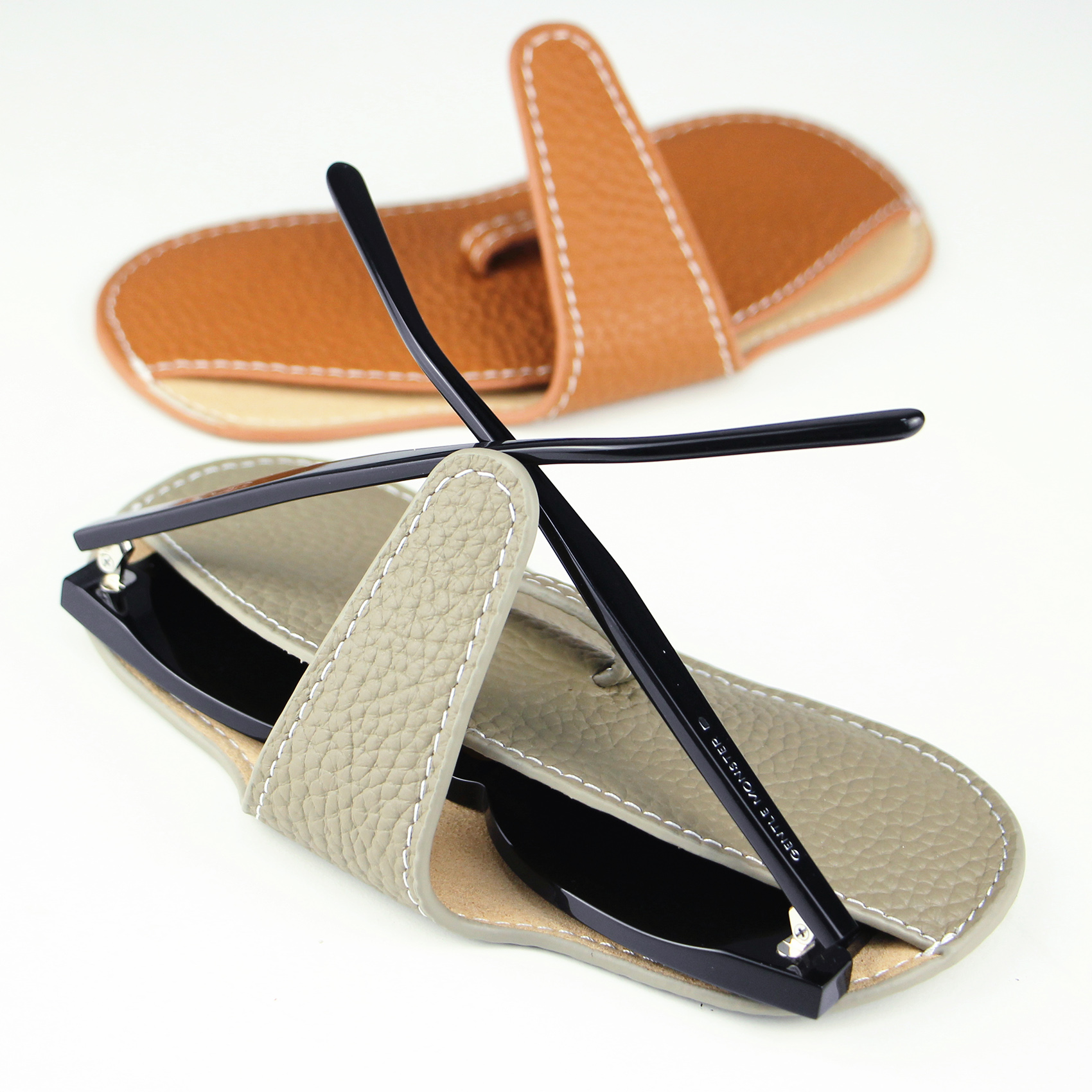 WAYNE'S DOG Genuine Leather Glasses Case Sunglasses Pouch Eyeglass Case for Men and Women