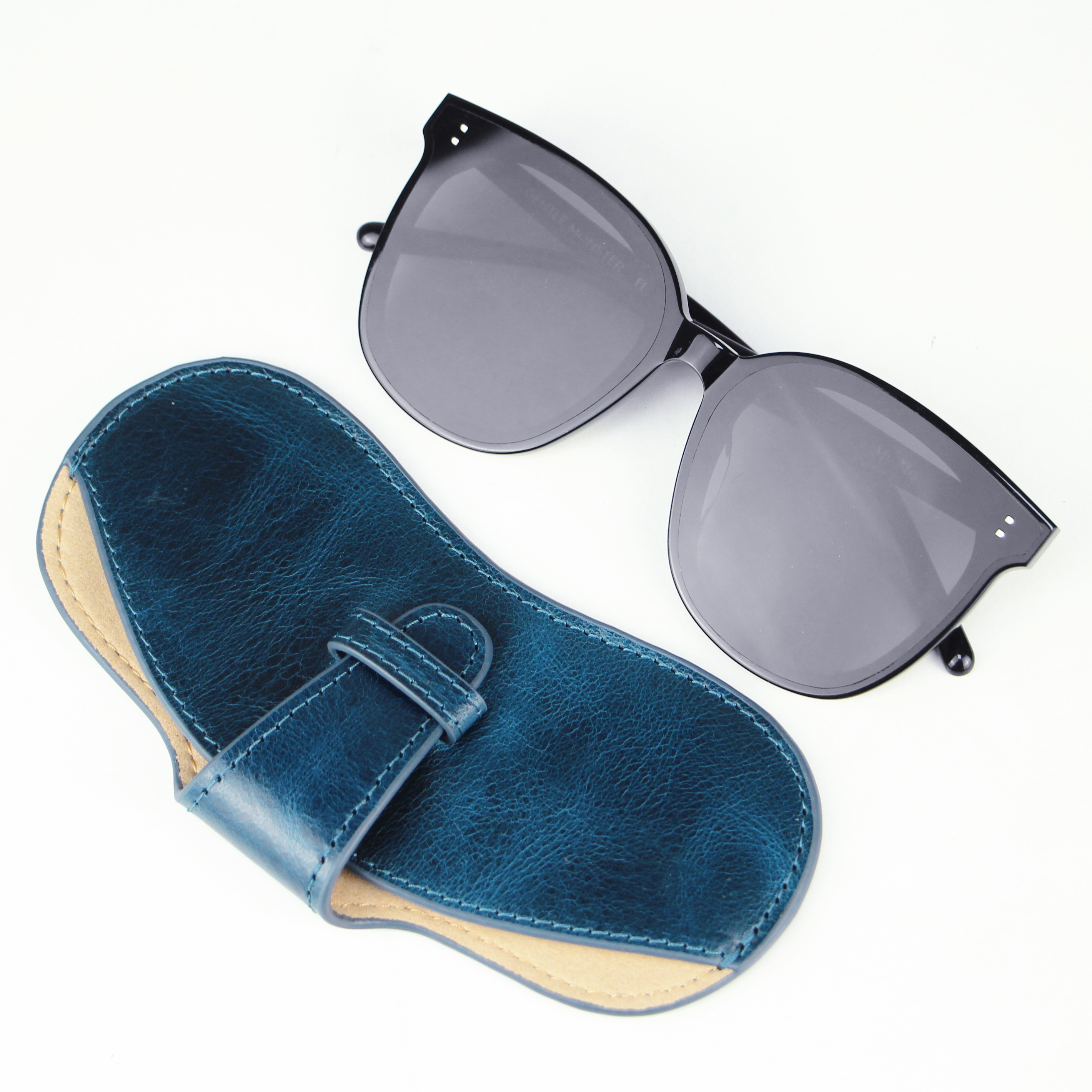 WAYNE'S DOG Genuine Leather Glasses Case Sunglasses Pouch Eyeglass Case for Men and Women