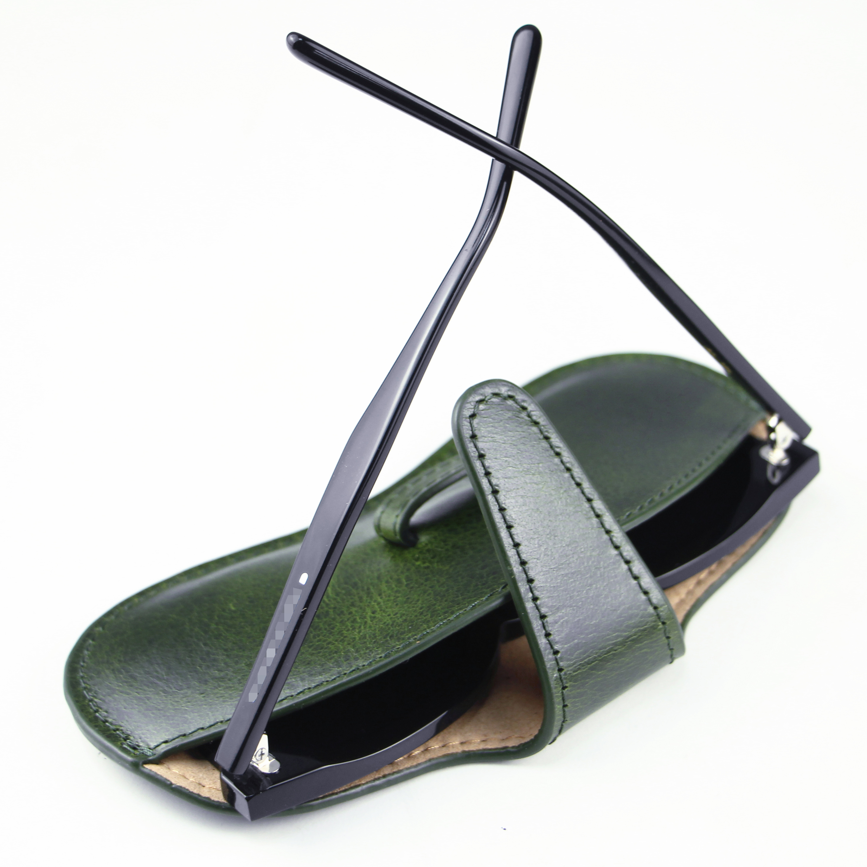 WAYNE'S DOG Genuine Leather Glasses Case Sunglasses Pouch Eyeglass Case for Men and Women