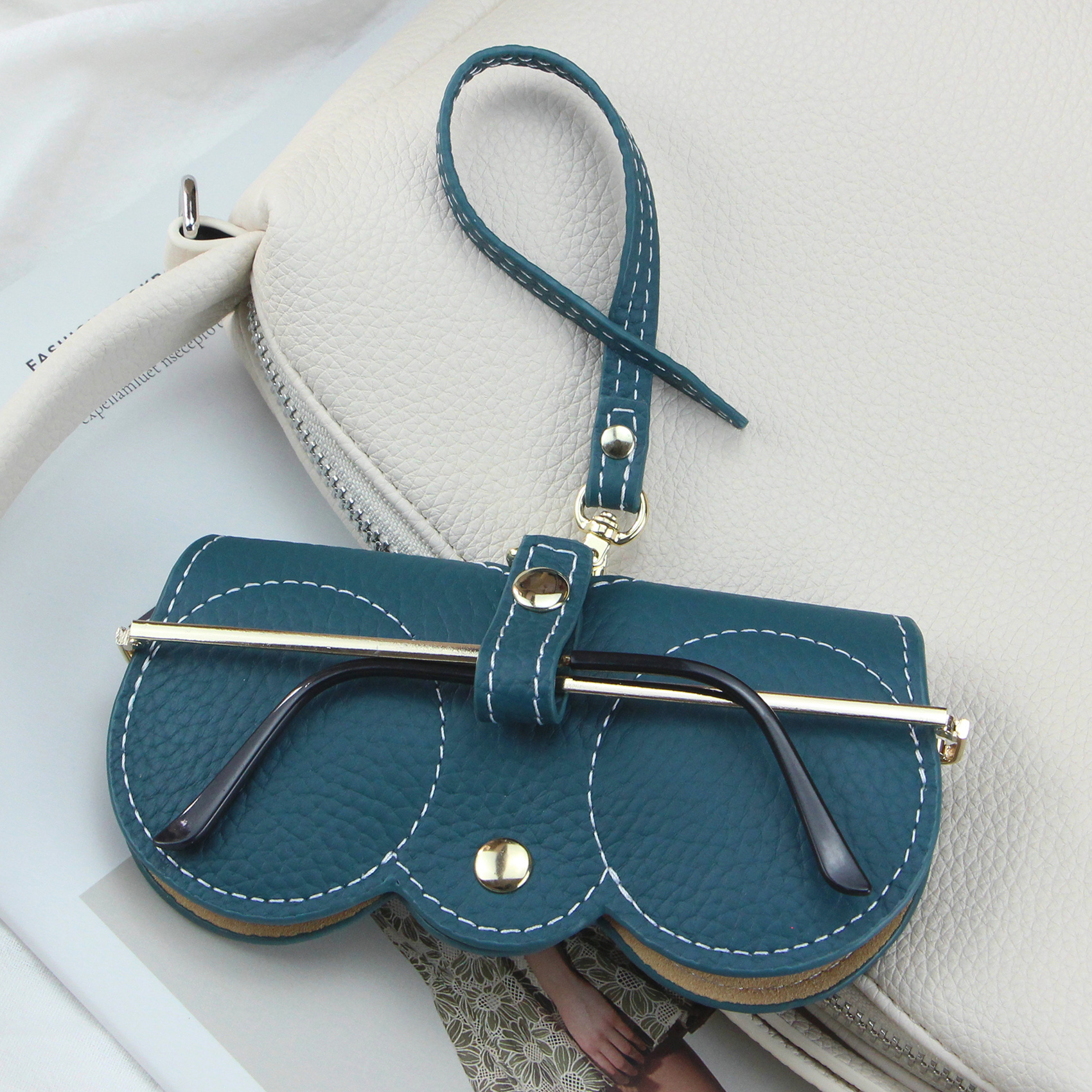  Genuine Leather Slip in Glasses Sleeve Pouch Eye Glasses Case Pouch 