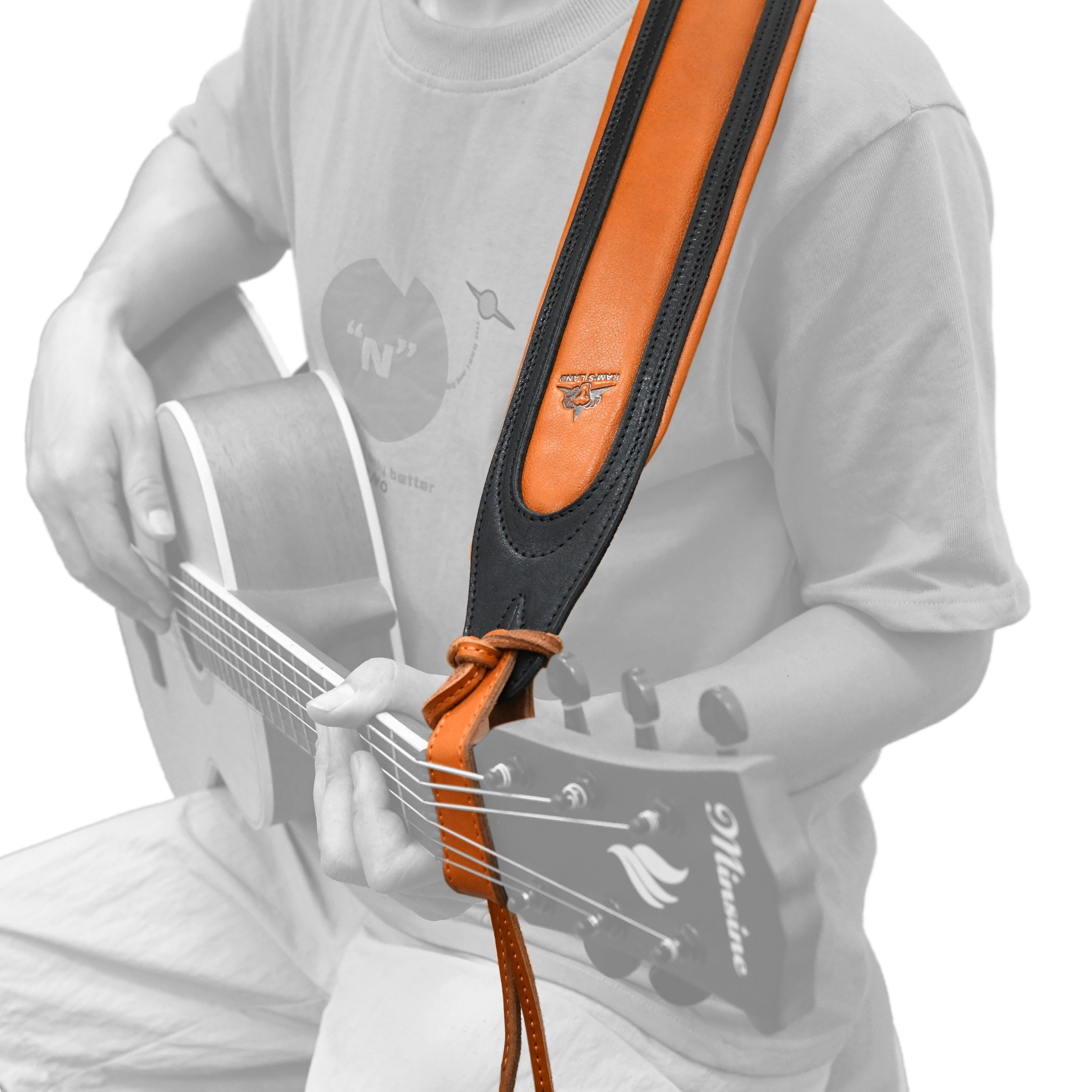 Guitar Strap Leather Real Cowhide Adjust for Acoustic Electric Bass