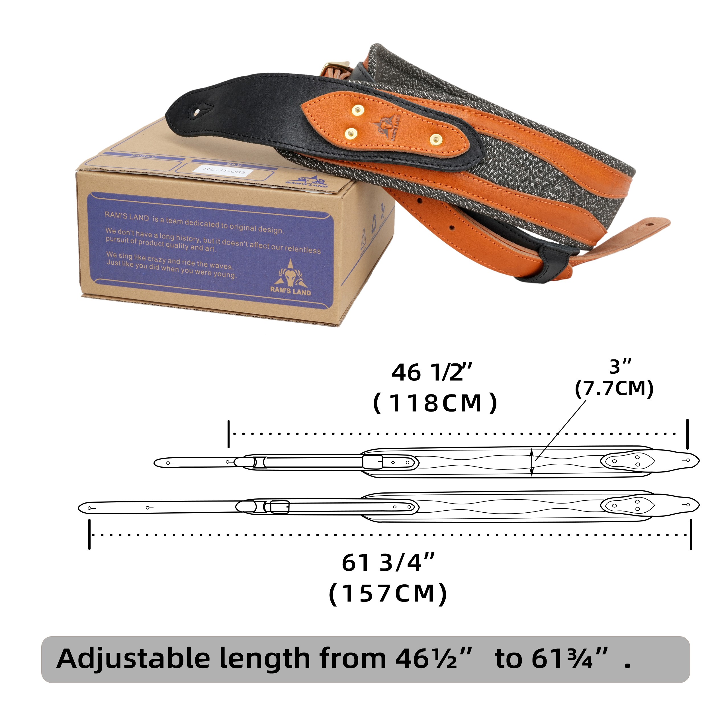 Padded Cowhide Leather Guitar Strap for Acoustic Electric Bass Guitar