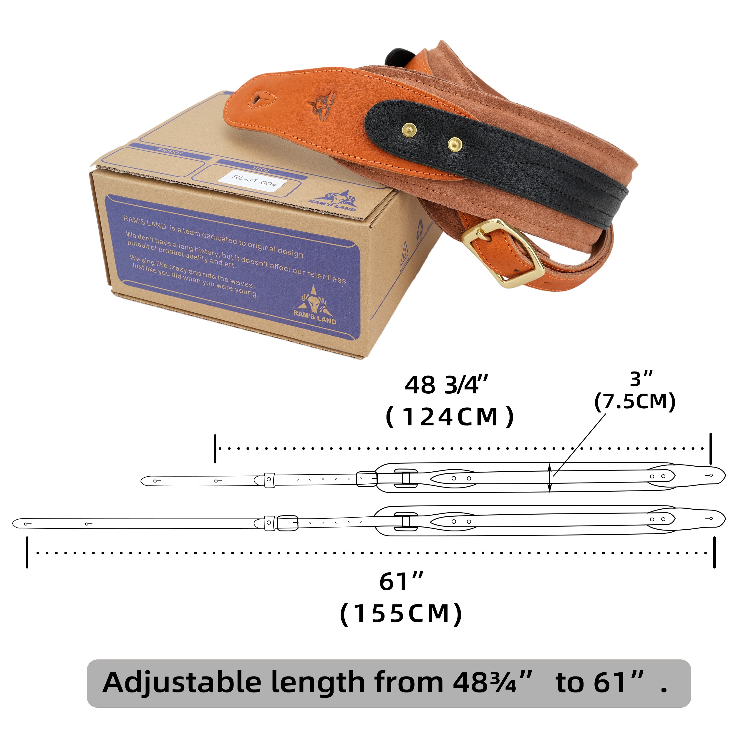 Leather Guitar Strap Western Series for Electric, Acoustic ,Bass Guitars