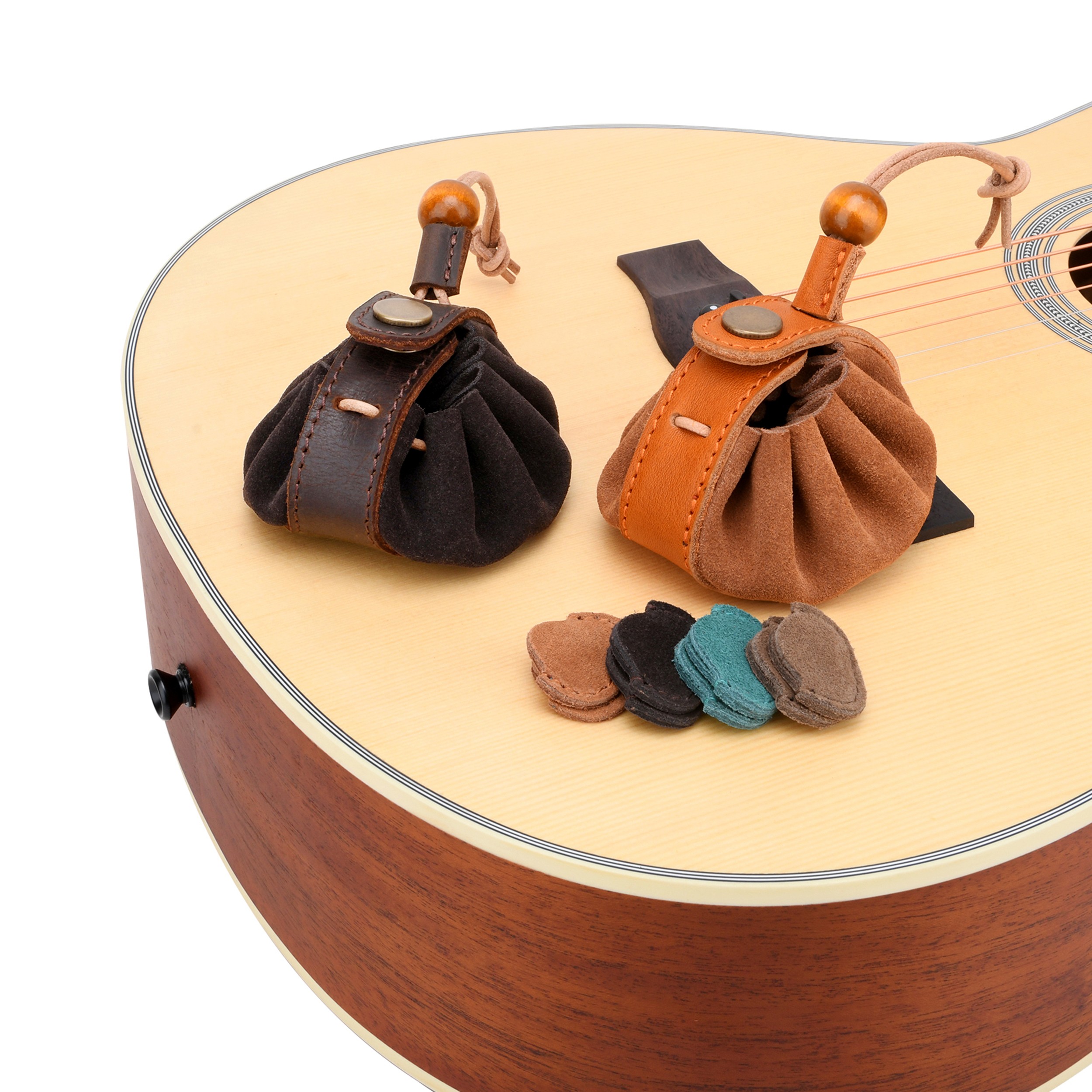 Leather Guitar Picks Holder Case, Coin Pouch Compact Change Holder