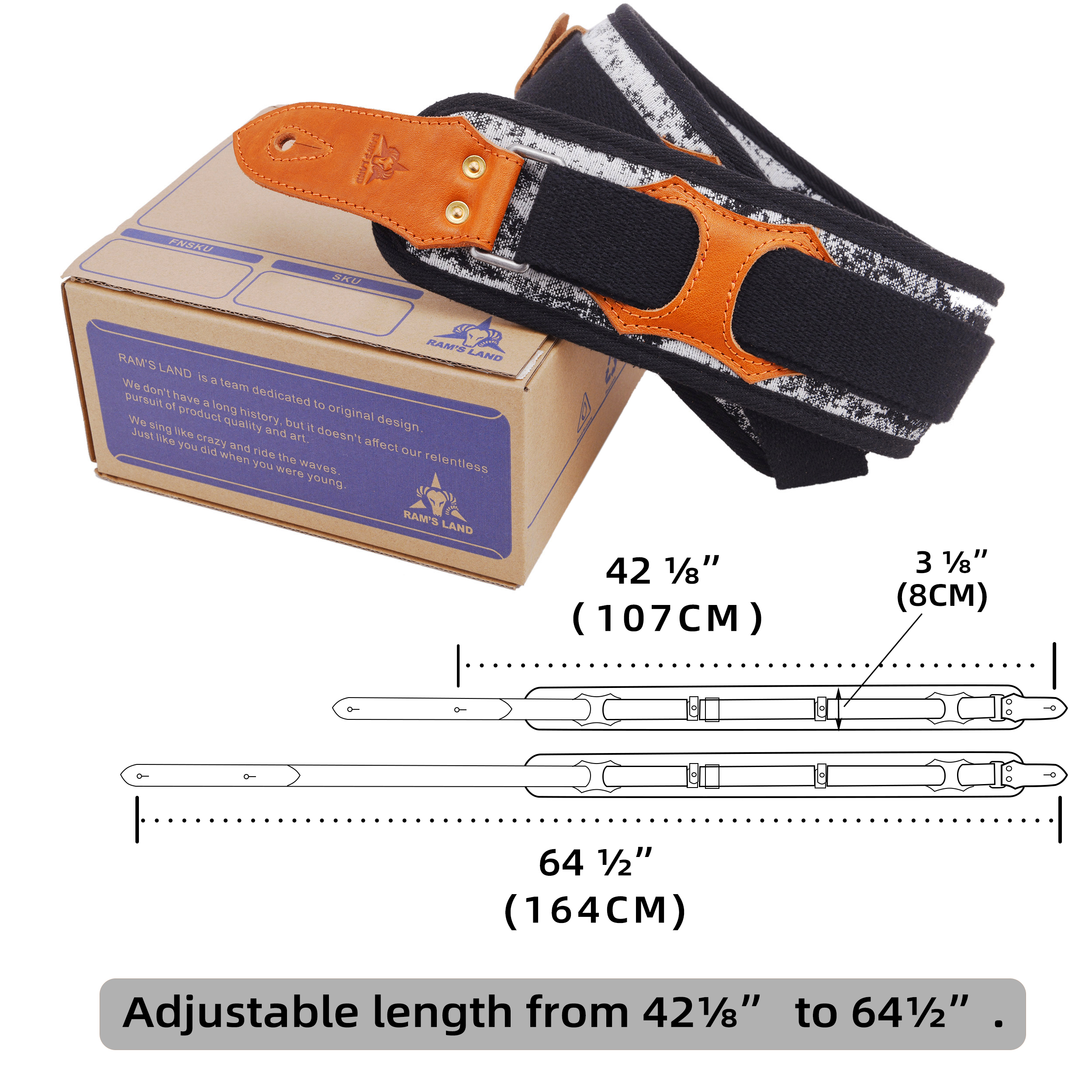 Leather Guitar Strap 3" Inch Wide Vintage Padded Guitar and Bass Strap