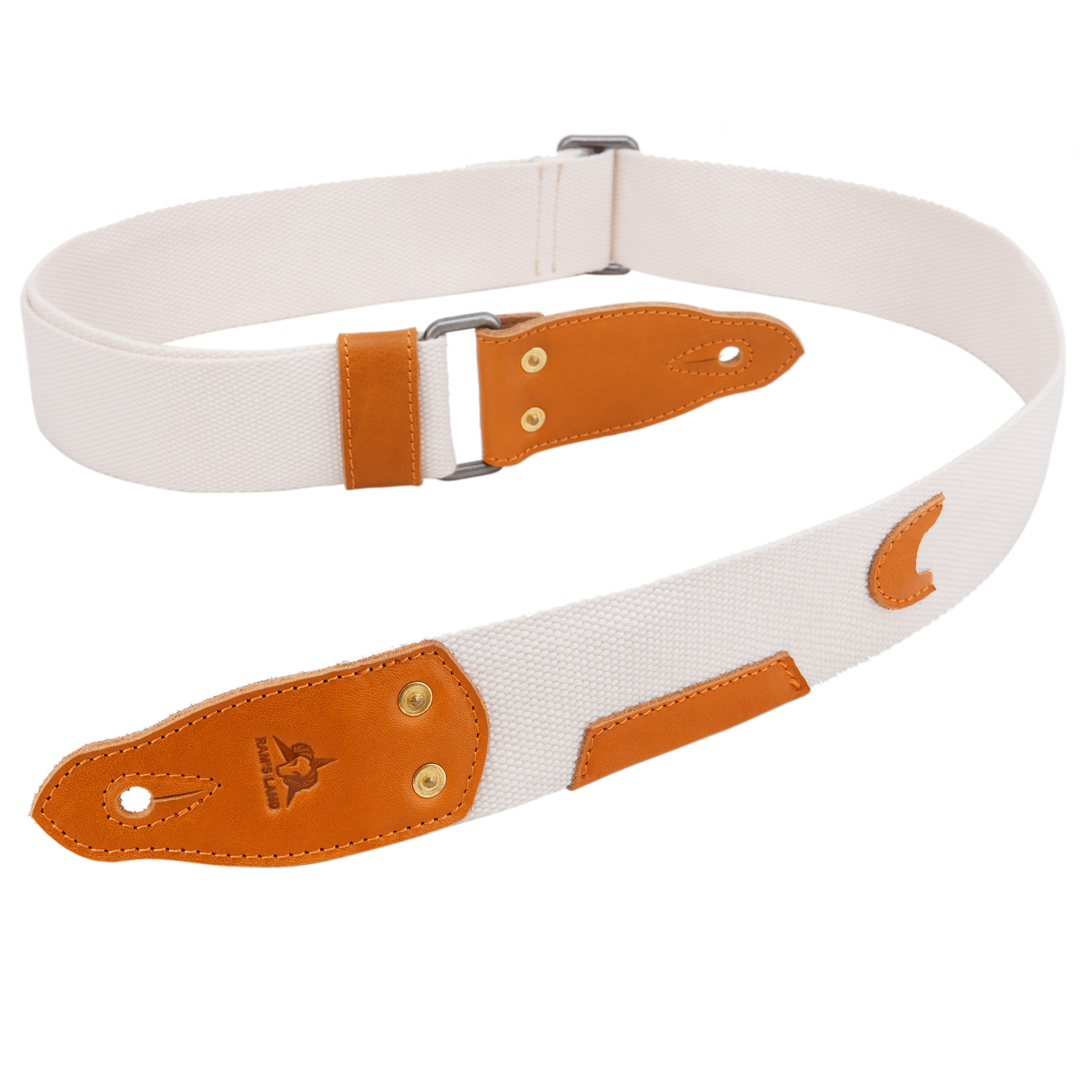 White Guitar Strap, Soft Cotton & Leather Ends Strap for Electric & Bass Guitars