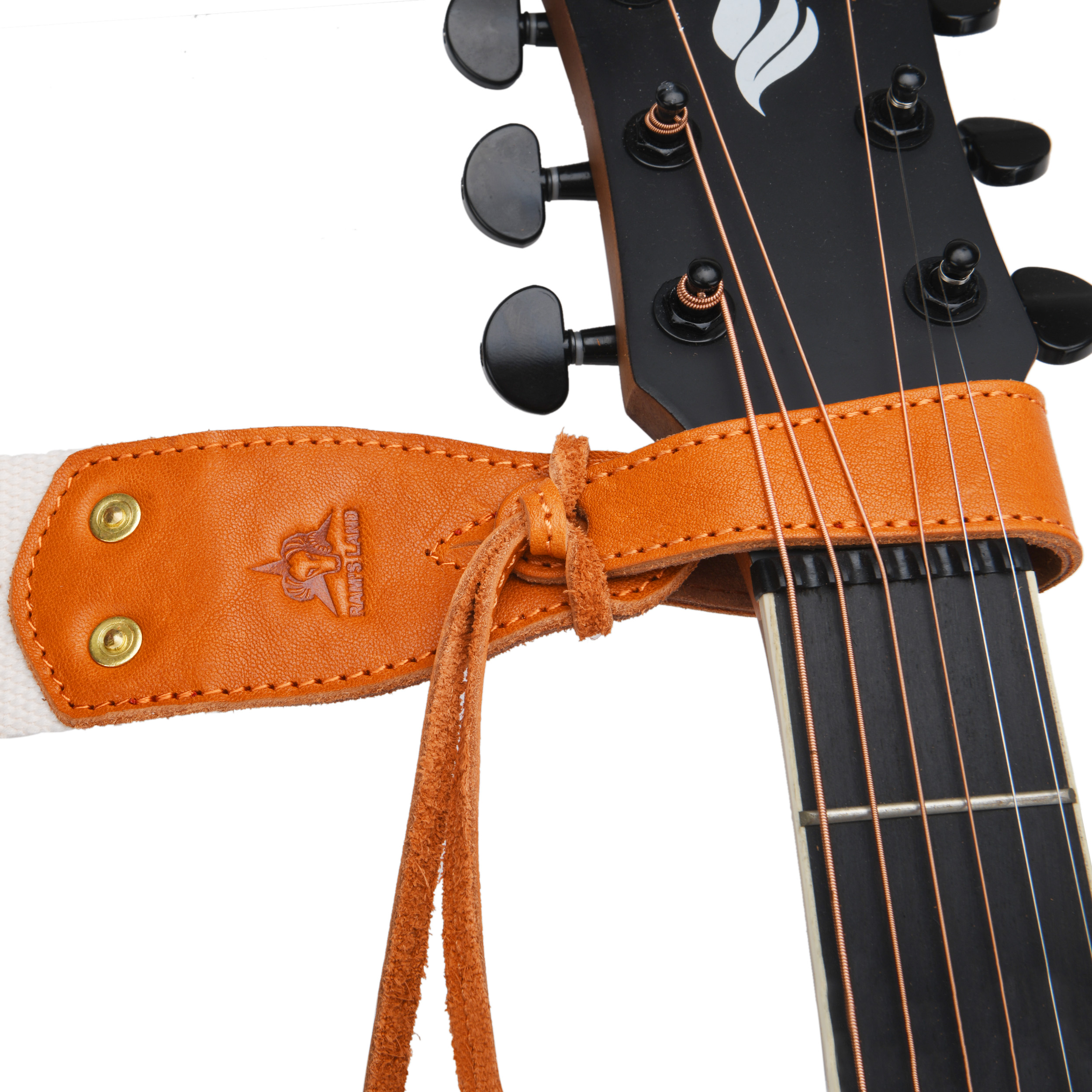 White Guitar Strap, Soft Cotton & Leather Ends Strap for Electric & Bass Guitars