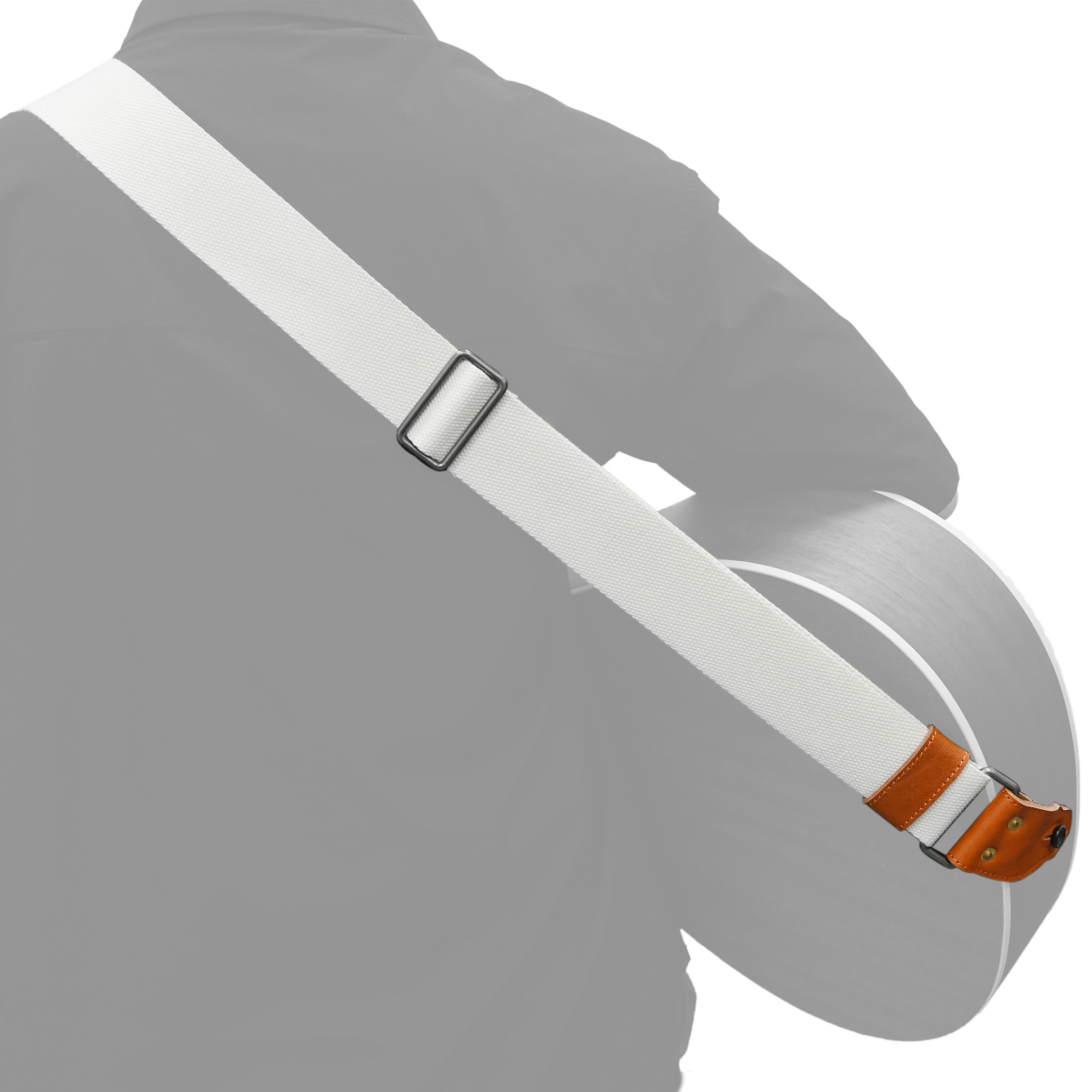 White Guitar Strap, Soft Cotton & Leather Ends Strap for Electric & Bass Guitars