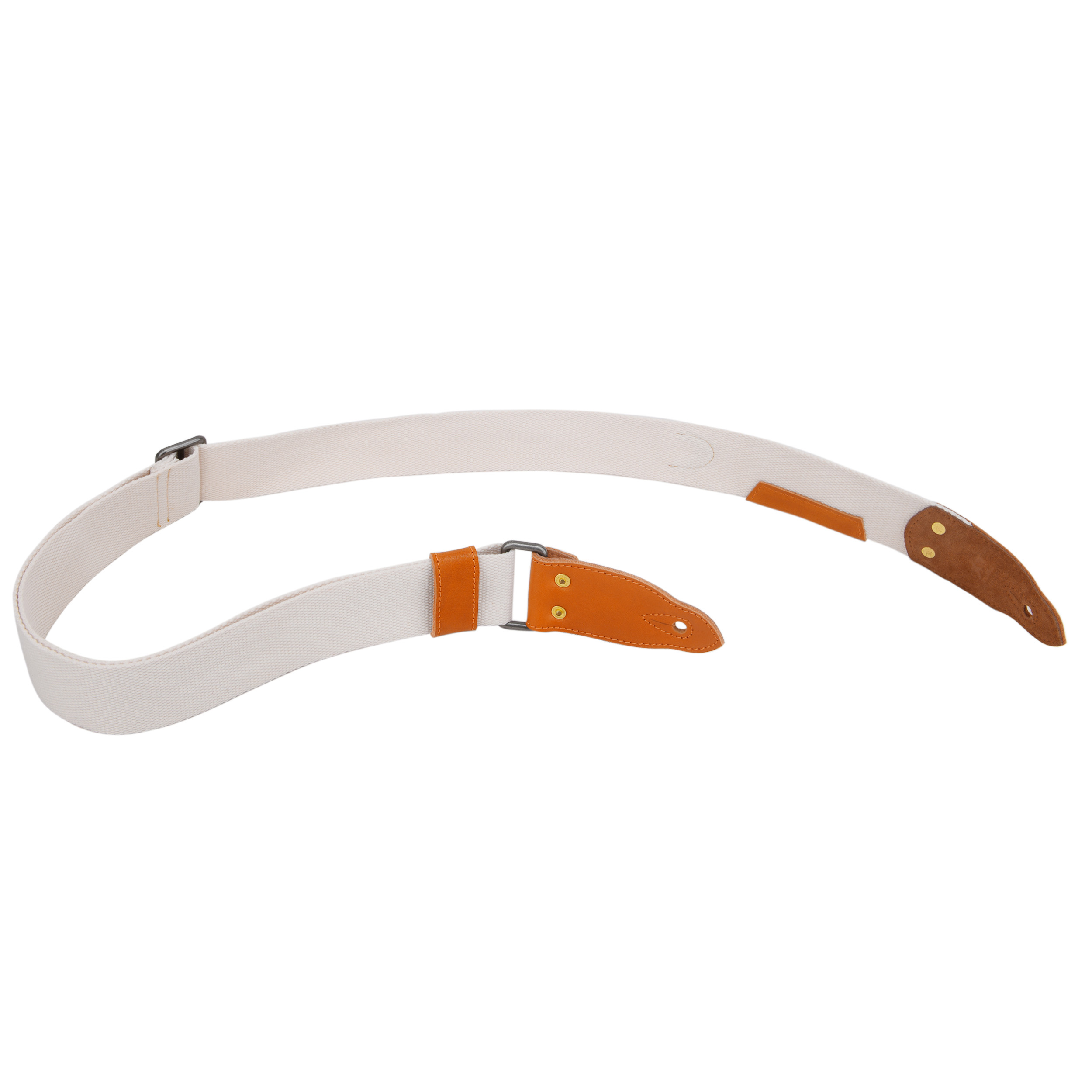 White Guitar Strap, Soft Cotton & Leather Ends Strap for Electric & Bass Guitars