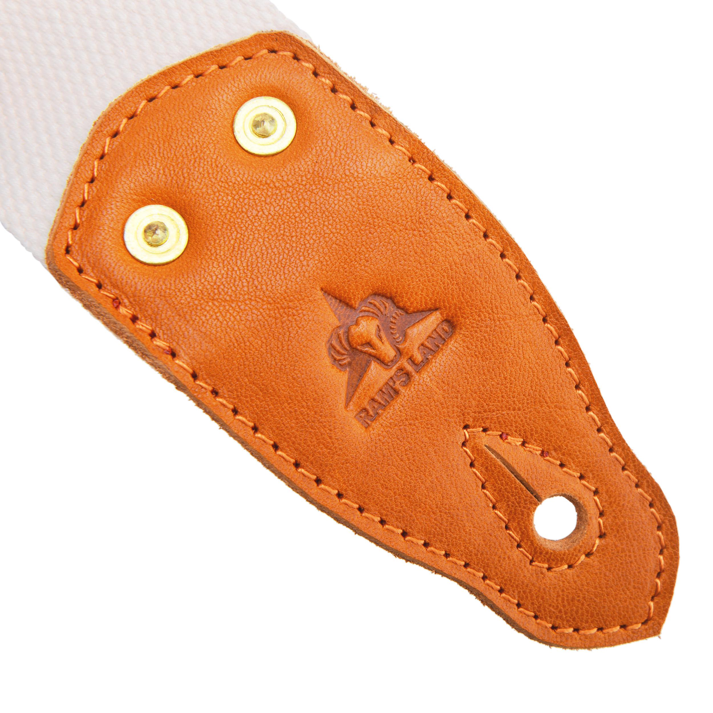 White Guitar Strap, Soft Cotton & Leather Ends Strap for Electric & Bass Guitars