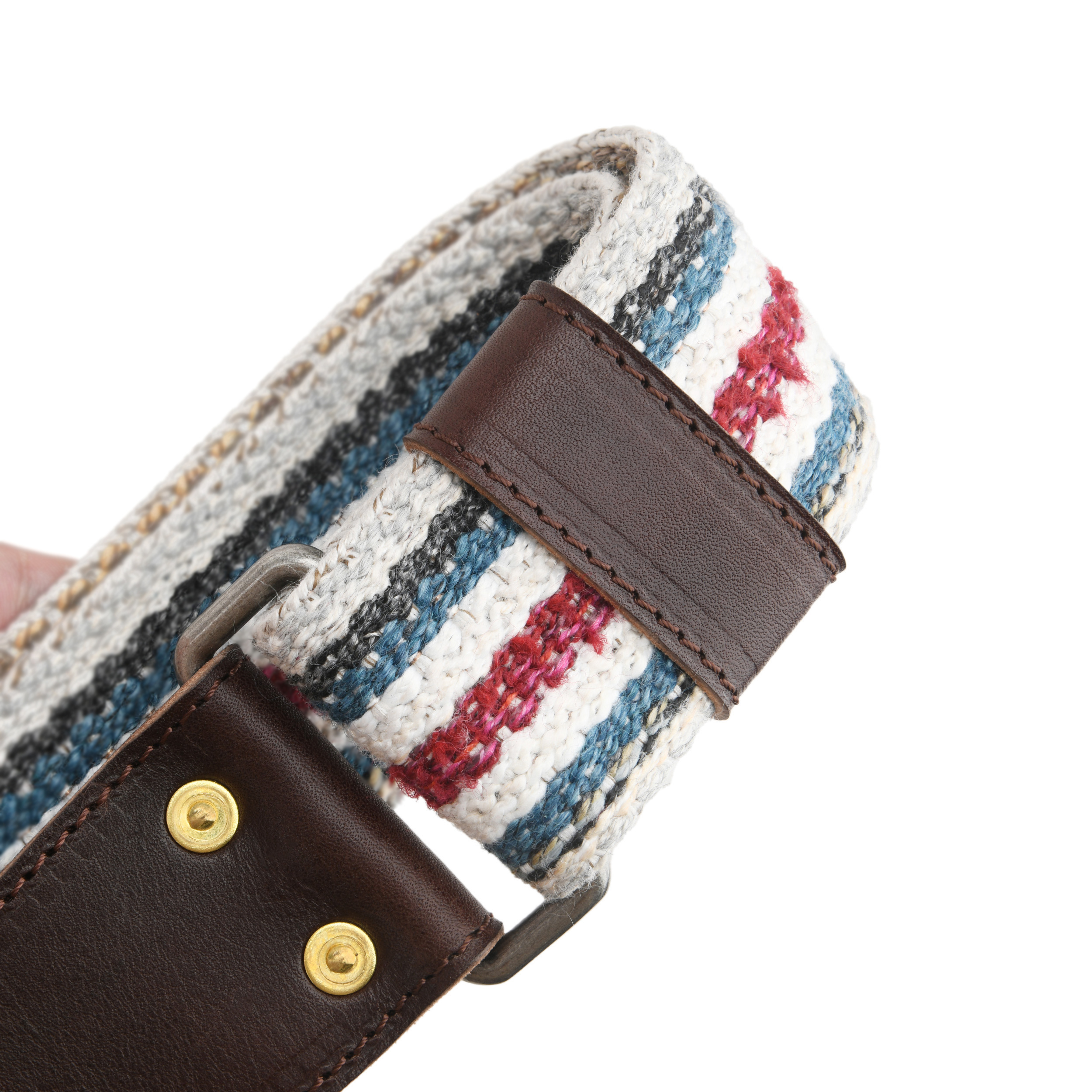 Cotton Guitar Strap for Electric Guitars Bass, Cowhide Leather End