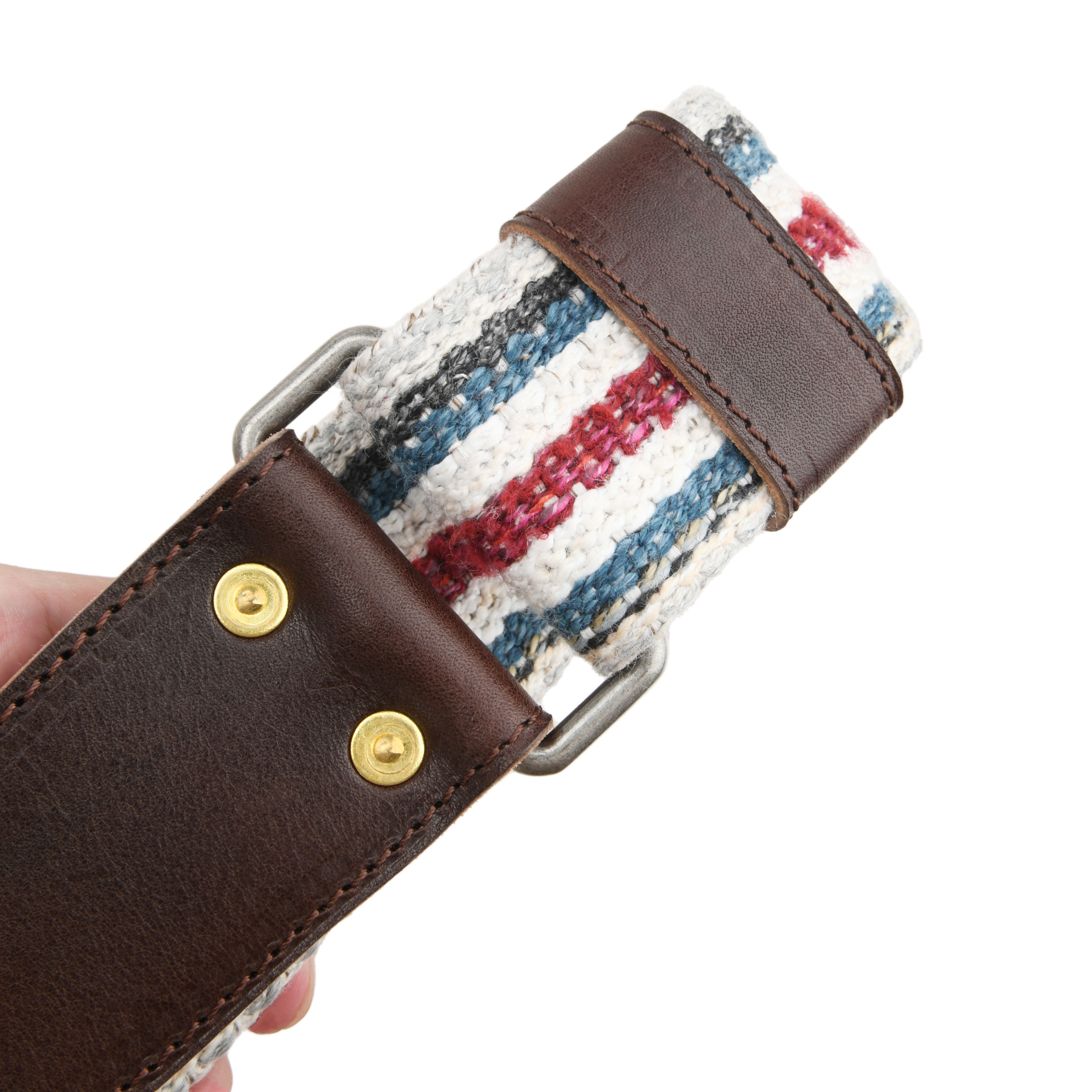 Cotton Guitar Strap for Electric Guitars Bass, Cowhide Leather End