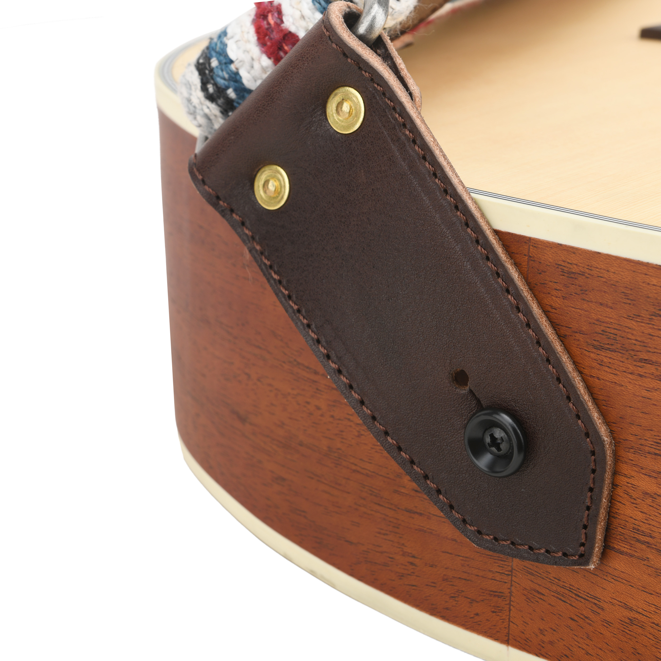 Cotton Guitar Strap for Electric Guitars Bass, Cowhide Leather End