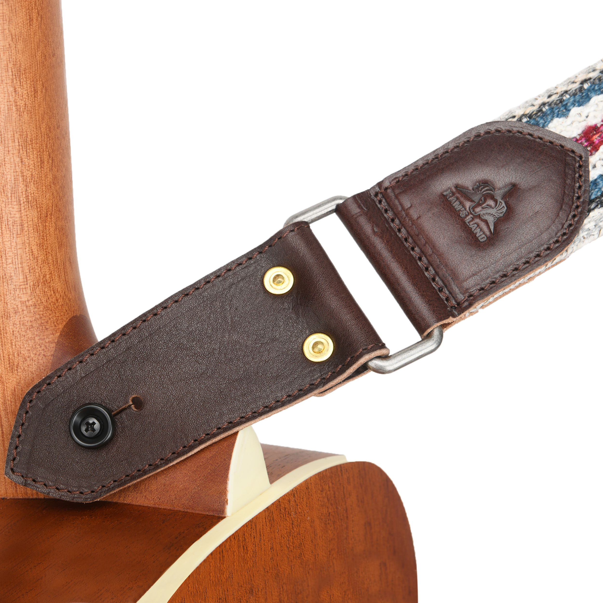 Cotton Guitar Strap for Electric Guitars Bass, Cowhide Leather End