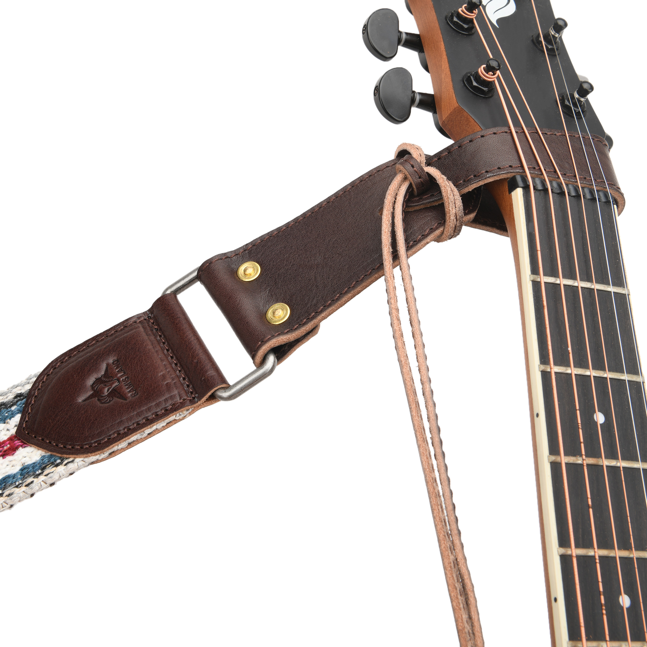 Cotton Guitar Strap for Electric Guitars Bass, Cowhide Leather End