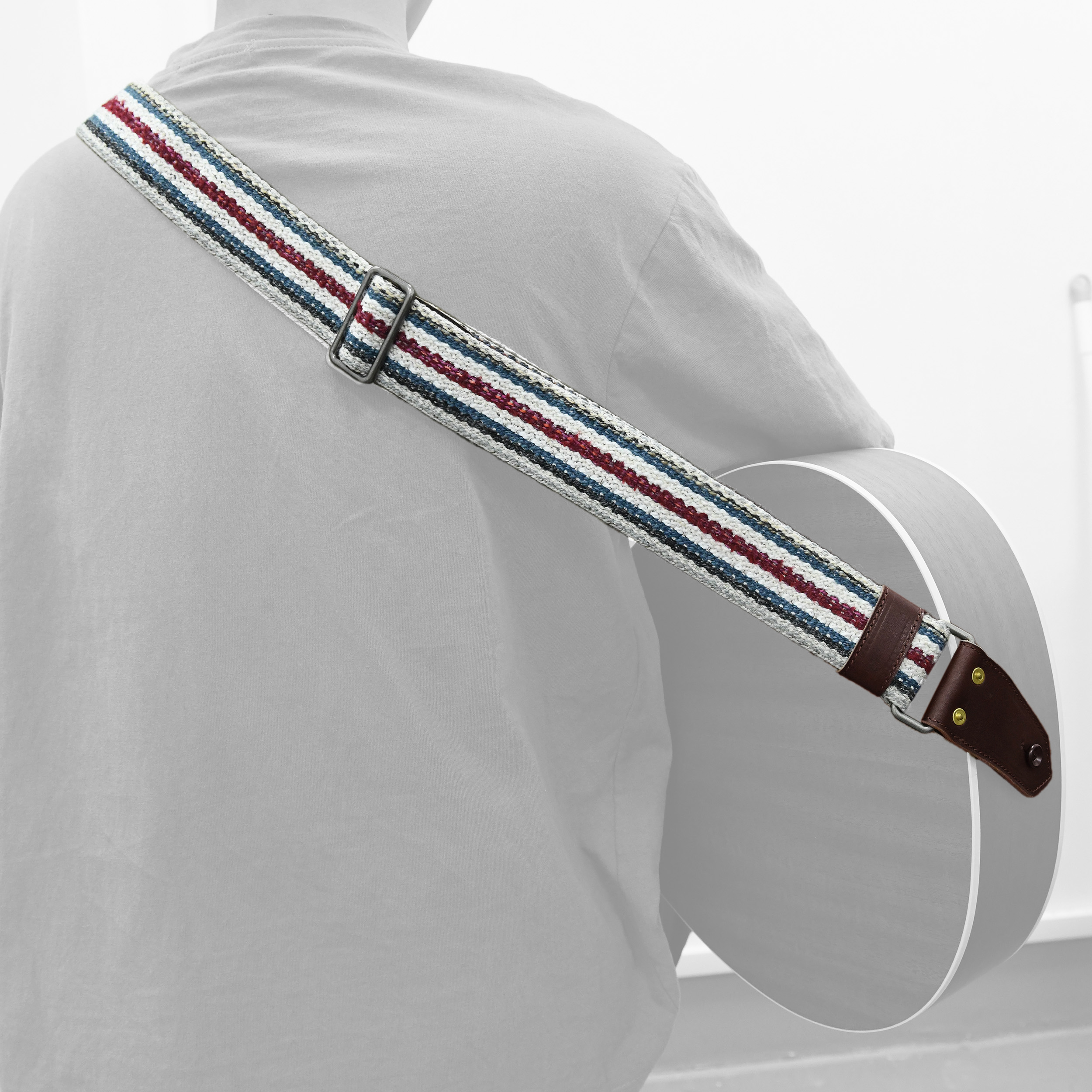 Cotton Guitar Strap for Electric Guitars Bass, Cowhide Leather End