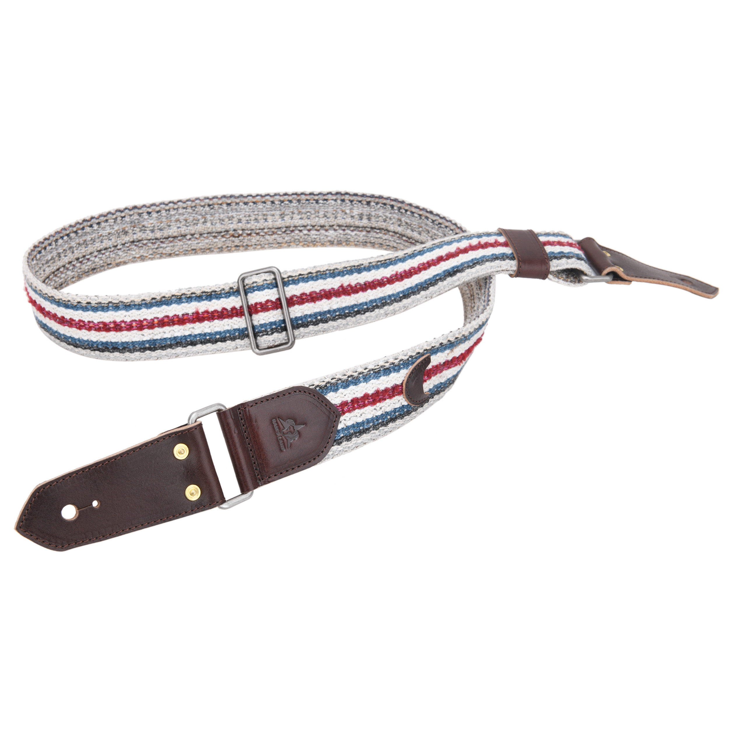 Cotton Guitar Strap for Electric Guitars Bass, Cowhide Leather End