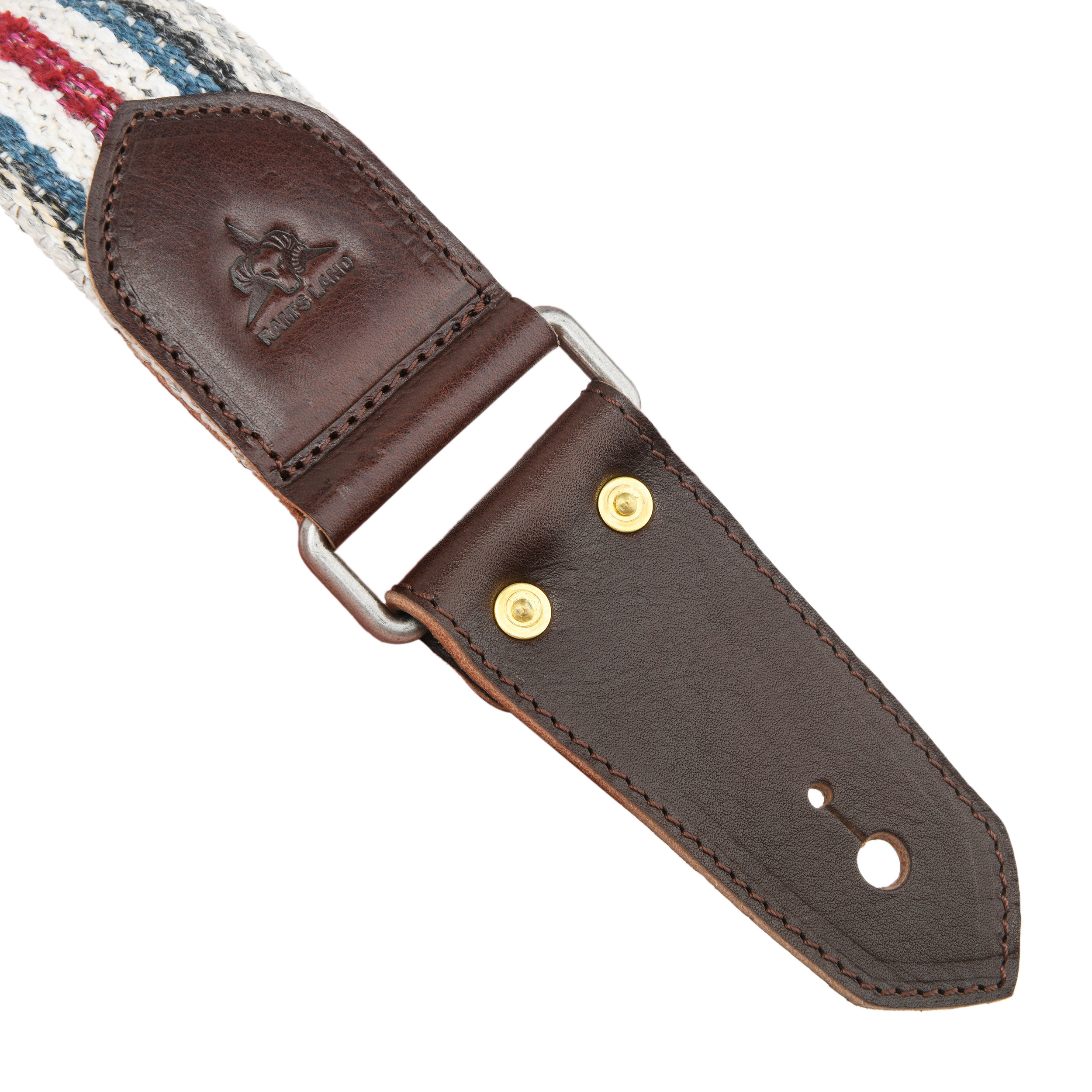 Cotton Guitar Strap for Electric Guitars Bass, Cowhide Leather End