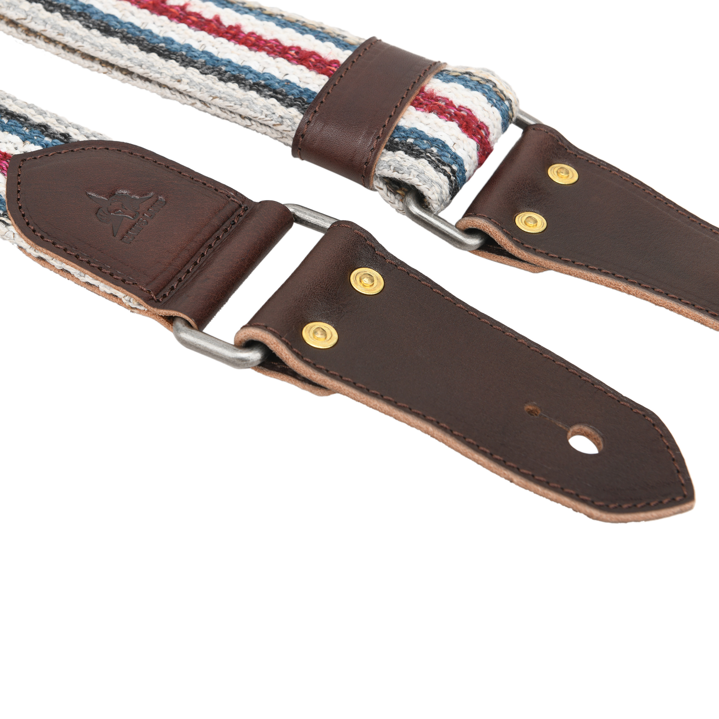 Cotton Guitar Strap for Electric Guitars Bass, Cowhide Leather End