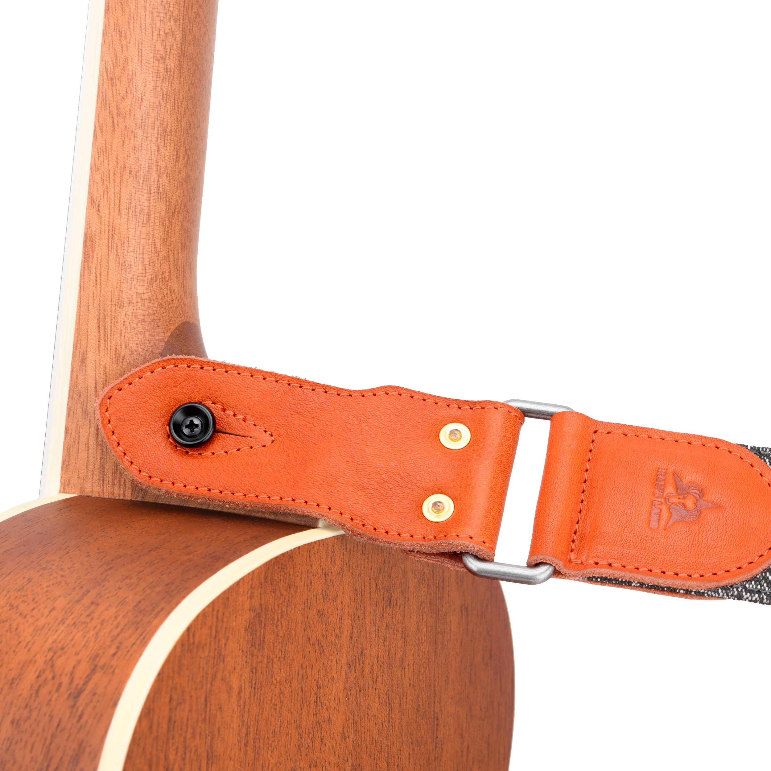 Stripe Cotton Guitar Strap for Electric Guitars Bass, Cowhide End