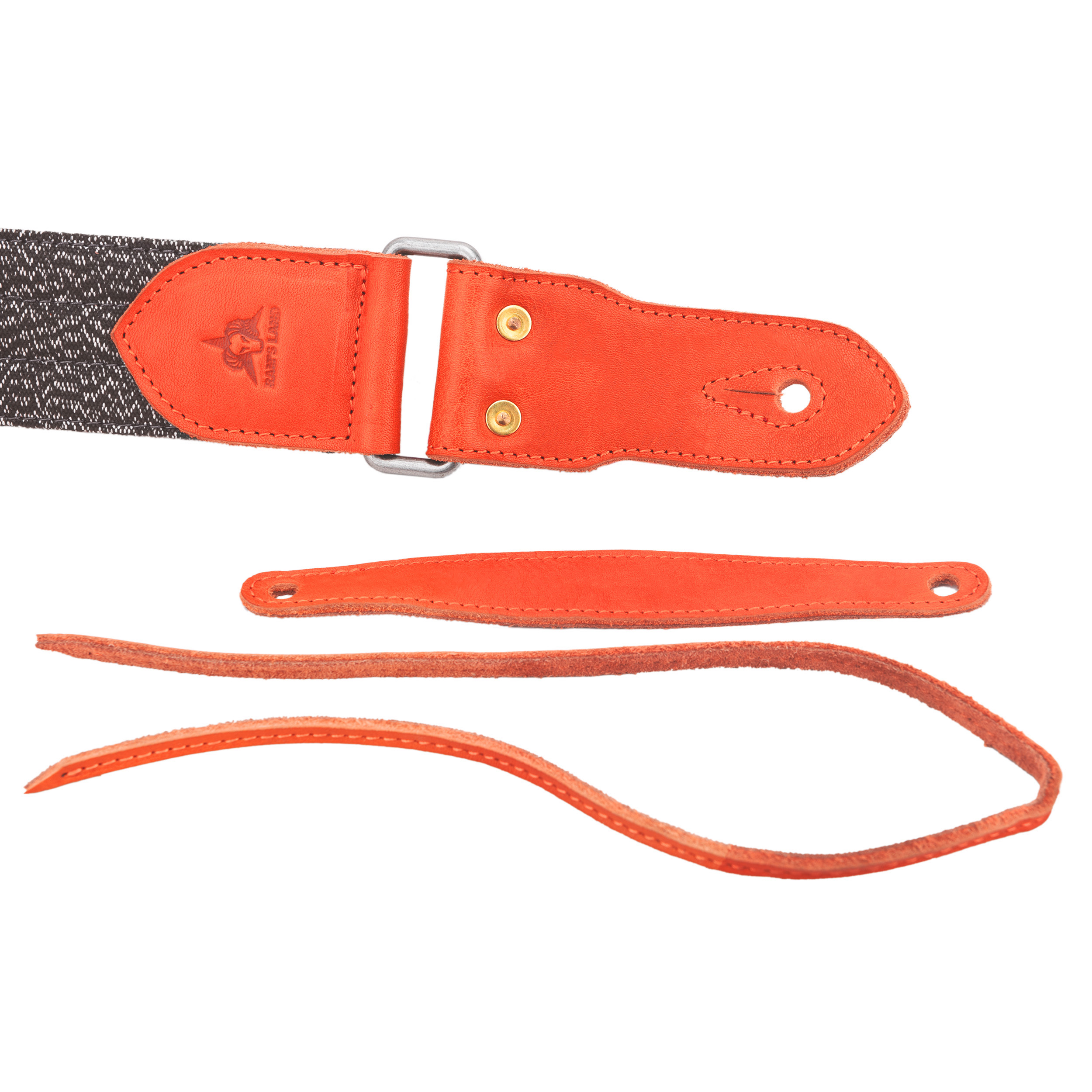 Stripe Cotton Guitar Strap for Electric Guitars Bass, Cowhide End