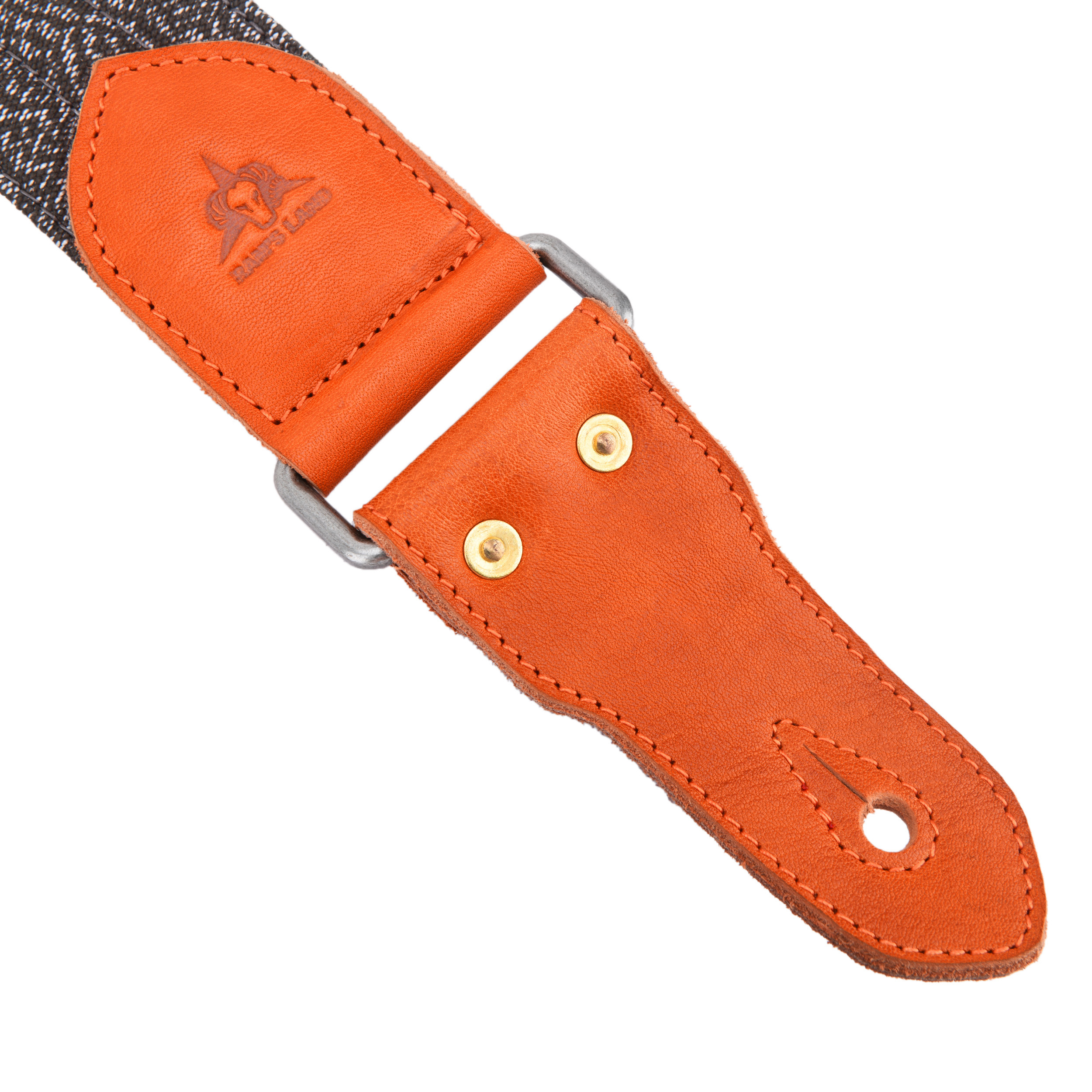 Stripe Cotton Guitar Strap for Electric Guitars Bass, Cowhide End