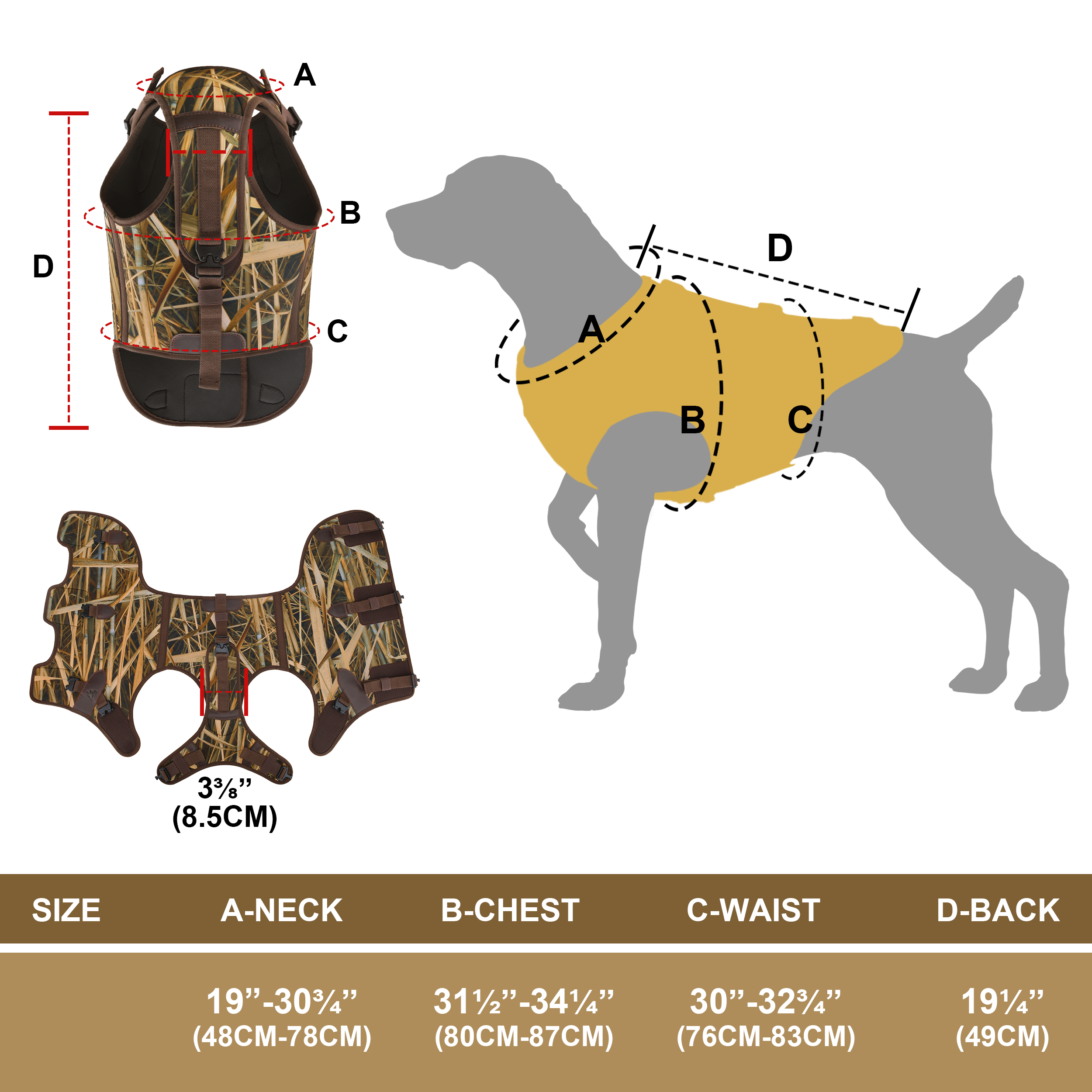 Hunting Tactical Dog Harness Adjustable Dog Vest - Camouflage Neoprene