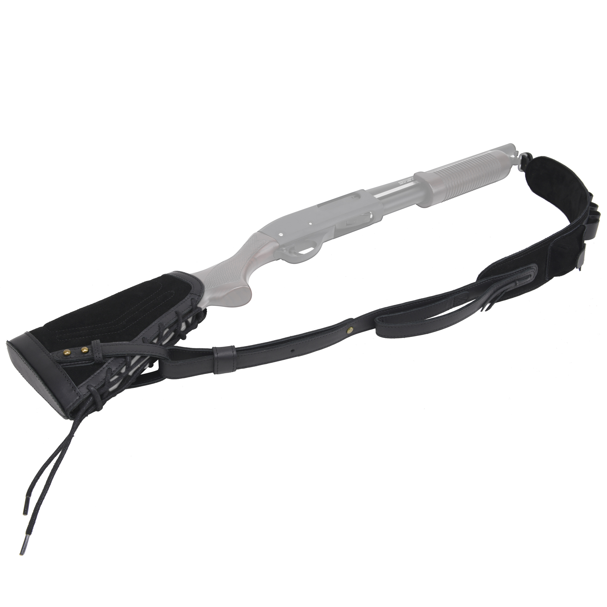 1 Set Leather No Drill Buttstock With Shotgun Sling for 12/16/20GA