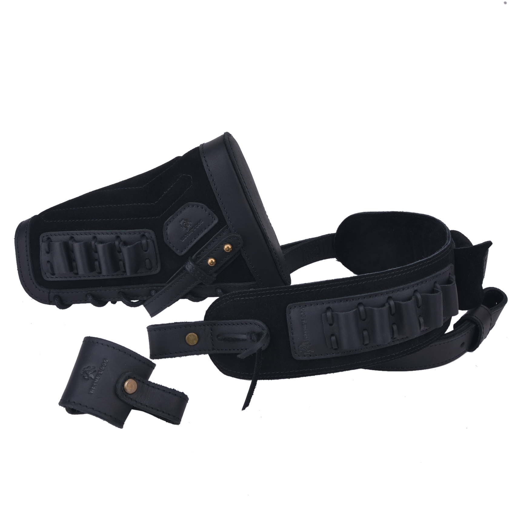  1 Set Leather No Drill Buttstock With Gun Sling , Barrel  Mount  For .308 .45-70 .30-06 410GA Shell Holder