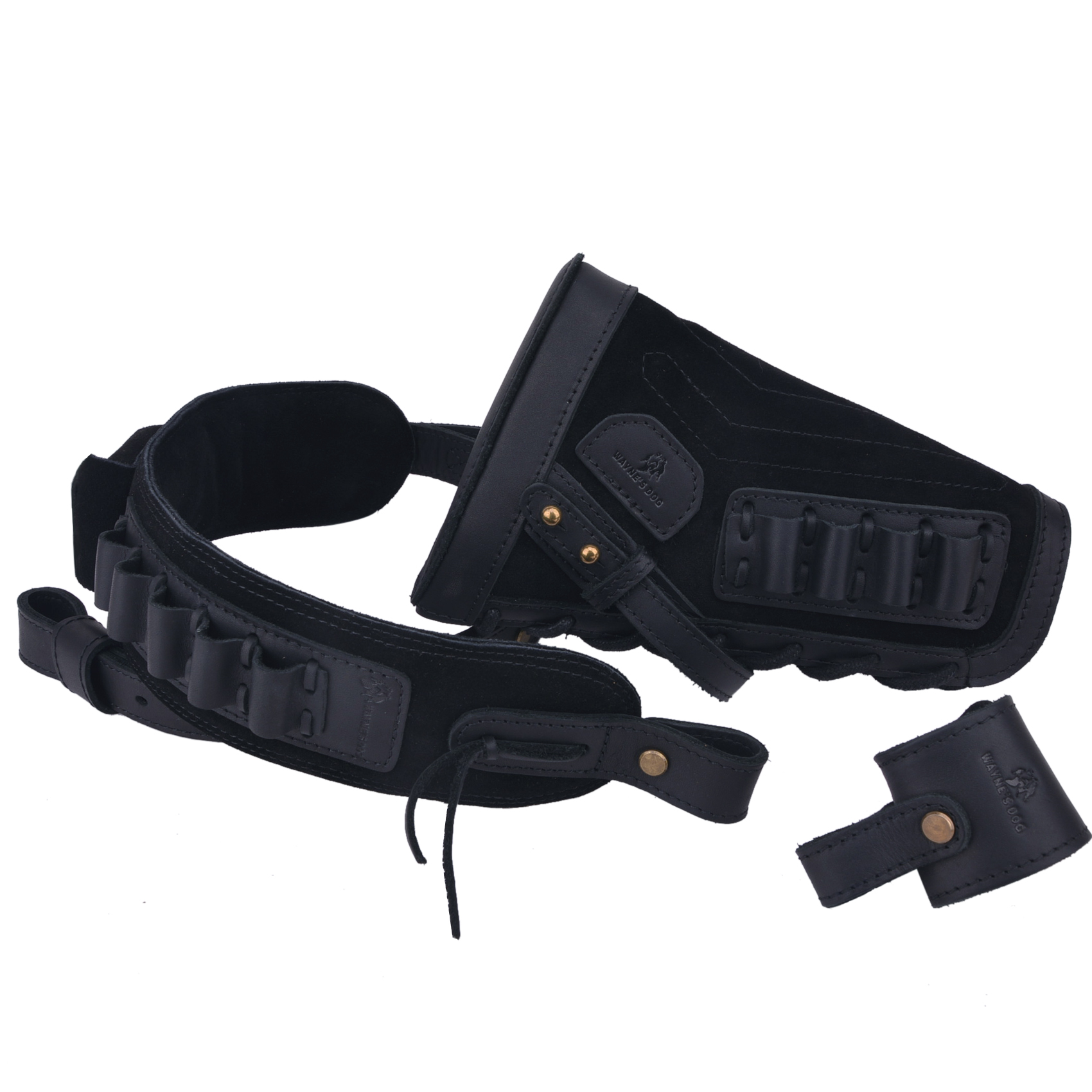  1 Set Leather No Drill Buttstock With Gun Sling , Barrel  Mount  For .308 .45-70 .30-06 410GA Shell Holder