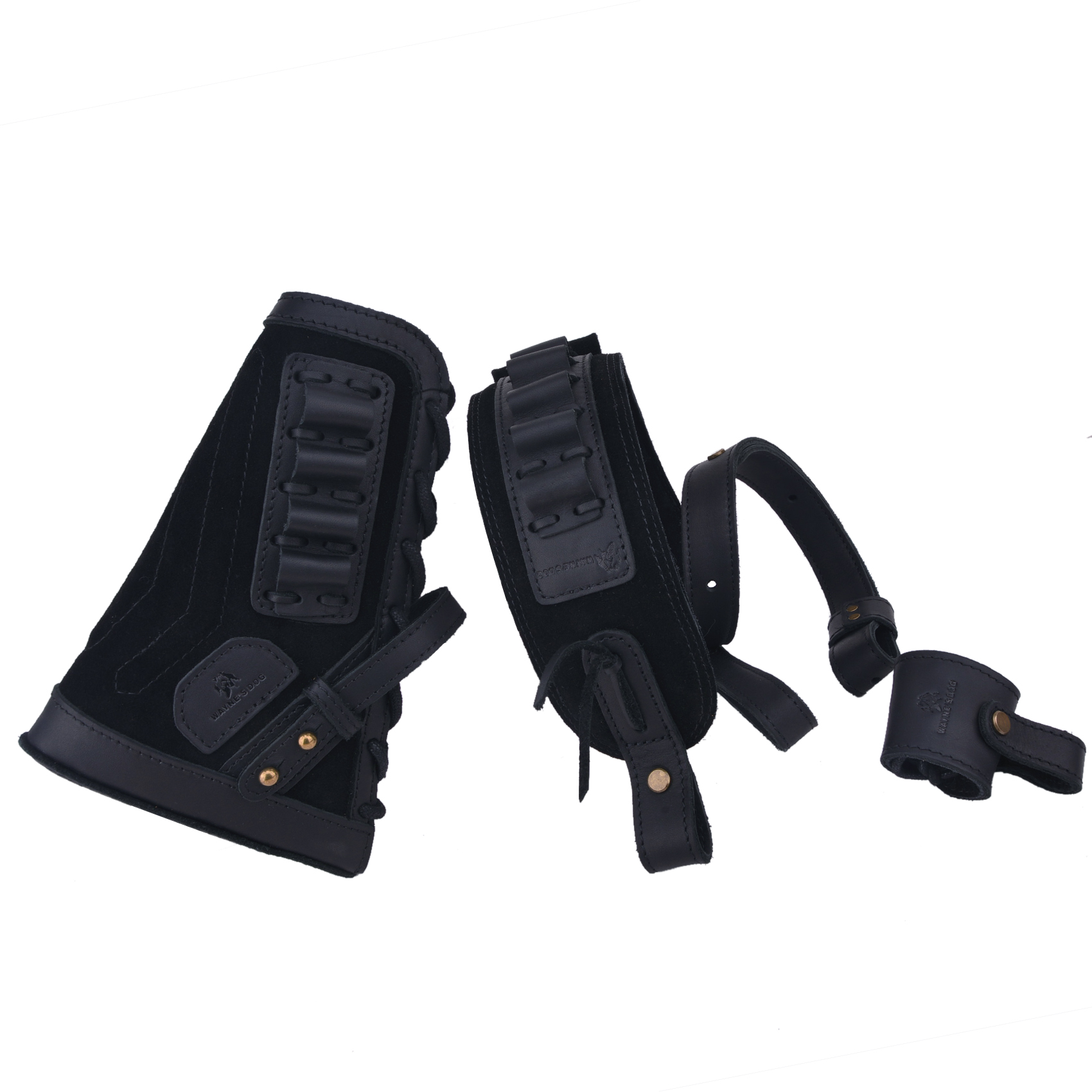  1 Set Leather No Drill Buttstock With Gun Sling , Barrel  Mount  For .308 .45-70 .30-06 410GA Shell Holder