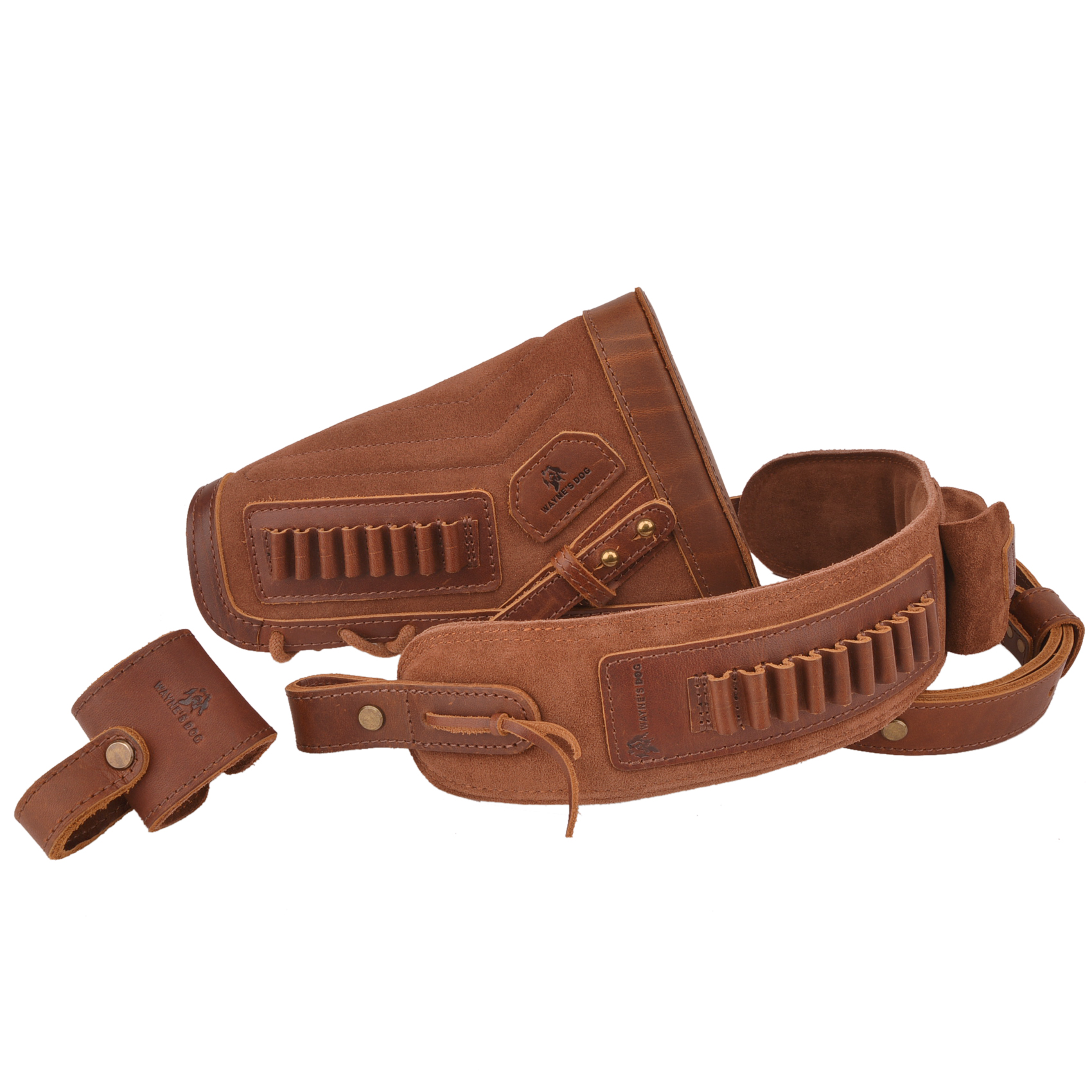 1 Set Leather No Drill Buttstock With Gun Sling , Barrel  Mount  For .308 .30-30 .357 .22LR .17hmr