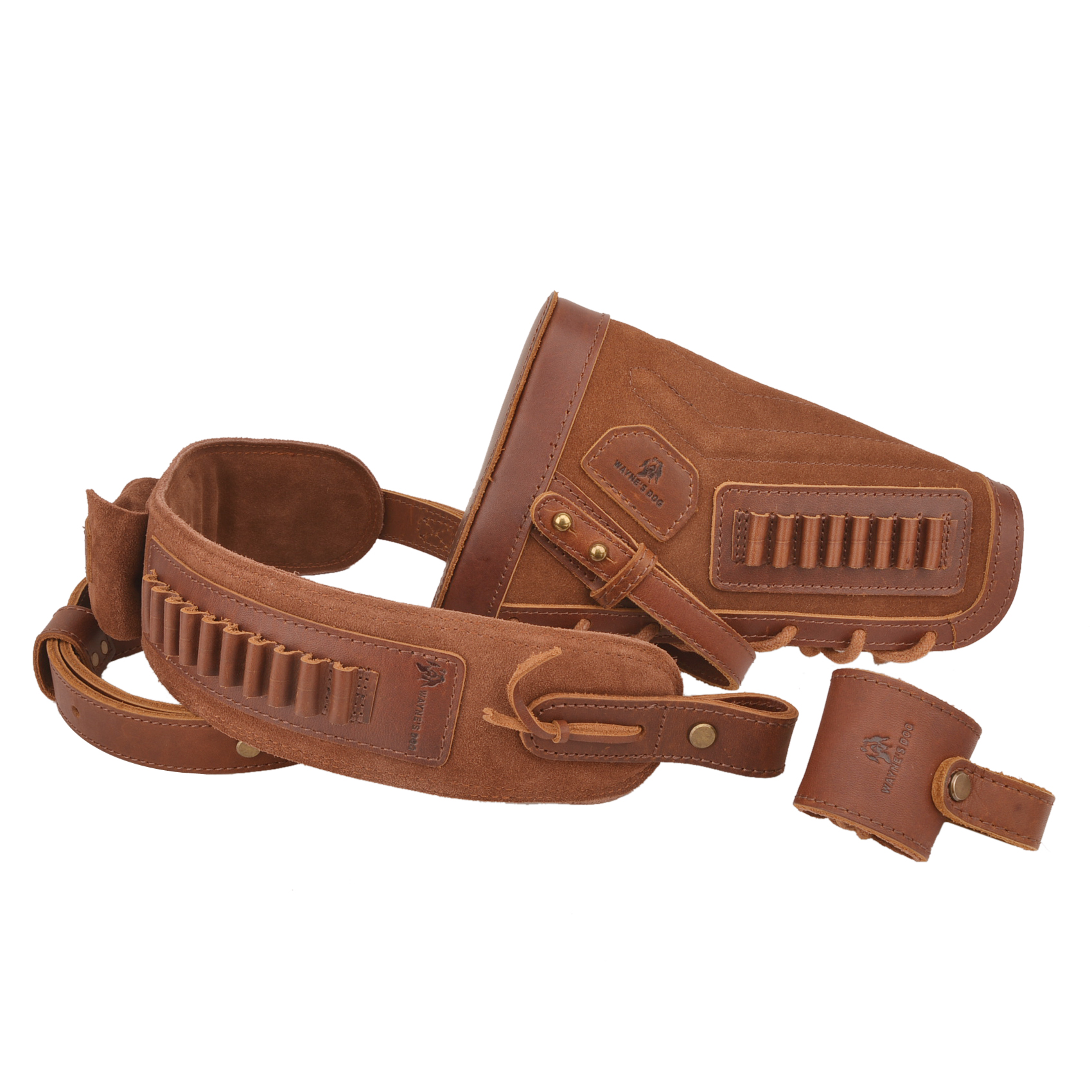 1 Set Leather No Drill Buttstock With Gun Sling , Barrel  Mount  For .308 .30-30 .357 .22LR .17hmr