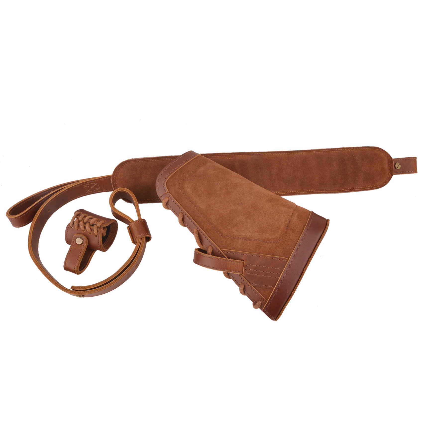  1 Set Leather No Drill Buttstock With Gun Sling , Barrel  Mount  For .308 .45-70 .30-06 410GA Shell Holder