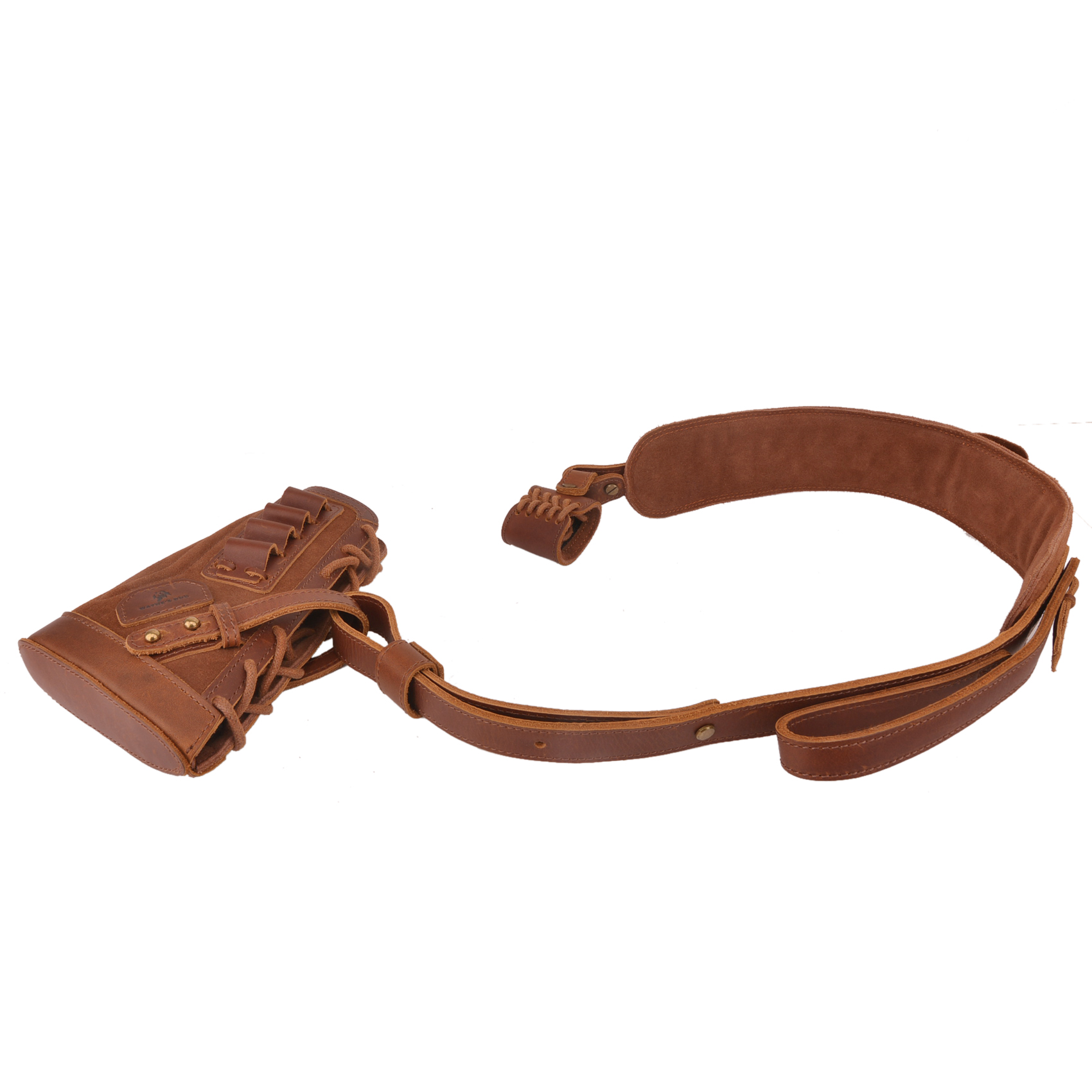  1 Set Leather No Drill Buttstock With Gun Sling , Barrel  Mount  For .308 .45-70 .30-06 410GA Shell Holder