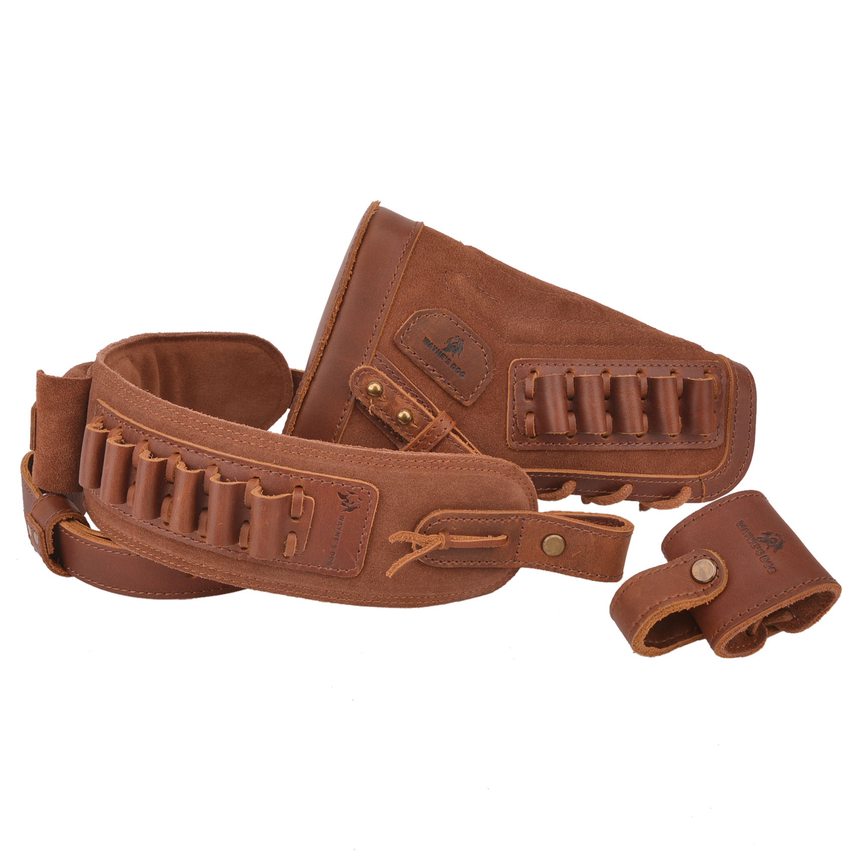 1 Set Leather No Drill Buttstock With Gun Sling , Barrel  Mount  For .308 .30-30 .357 .22LR .17hmr