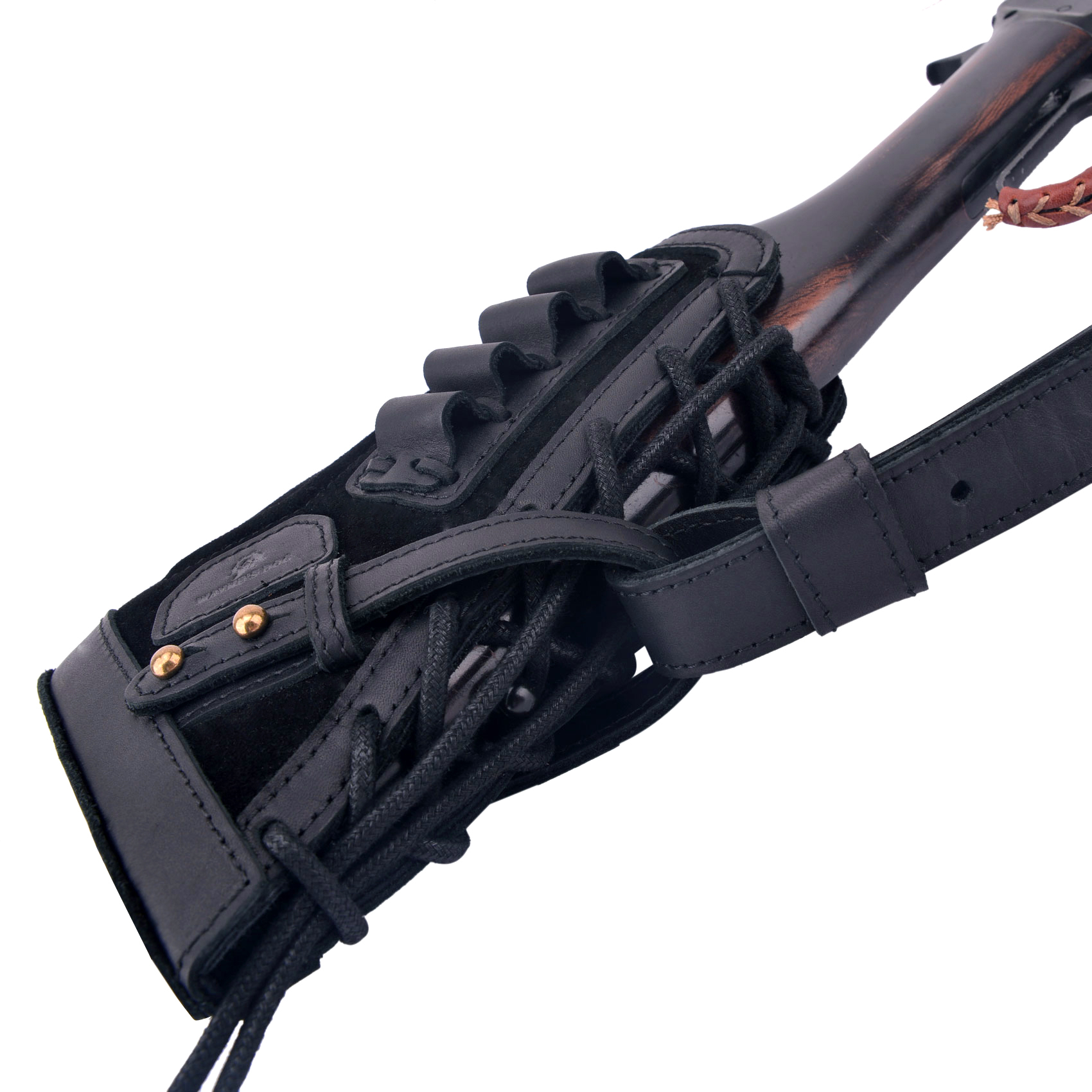 No Drilling Retro Leather Rifle Buttstock Shell Holder Gun Stock Cover Hunting .308  .30-06 .300WIN 410GA