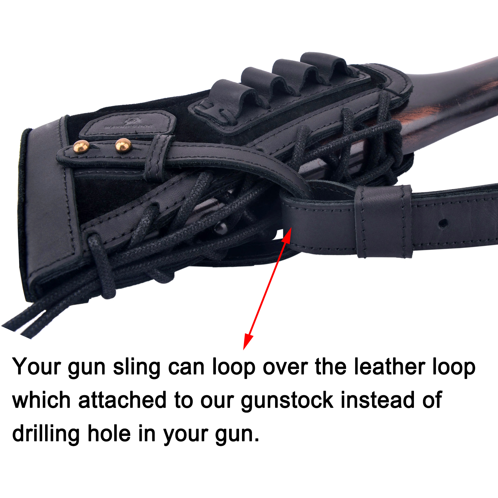 No Drilling Retro Leather Rifle Buttstock Shell Holder Gun Stock Cover Hunting .308  .30-06 .300WIN 410GA