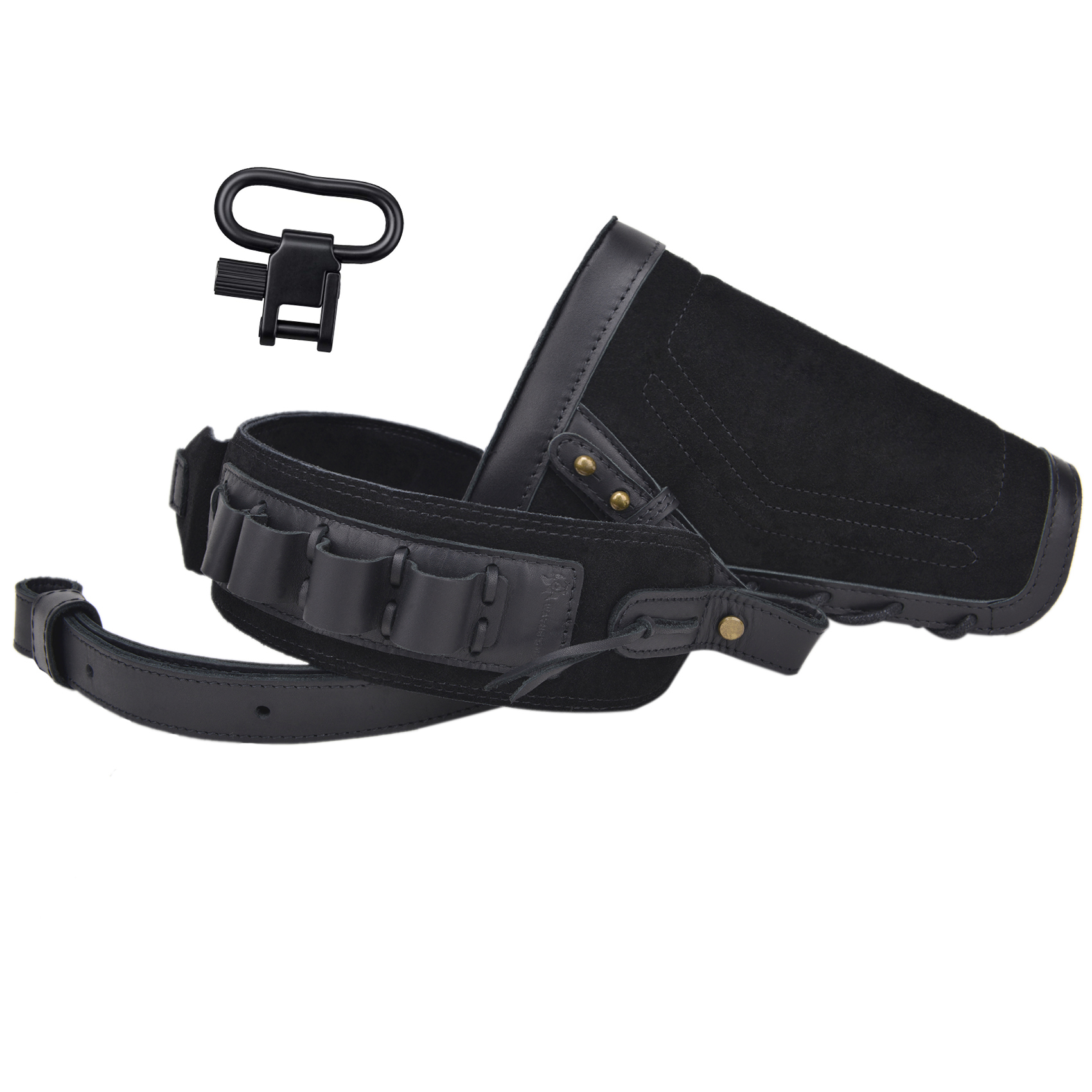 1 Set Leather No Drill Buttstock With Shotgun Sling for 12/16/20GA