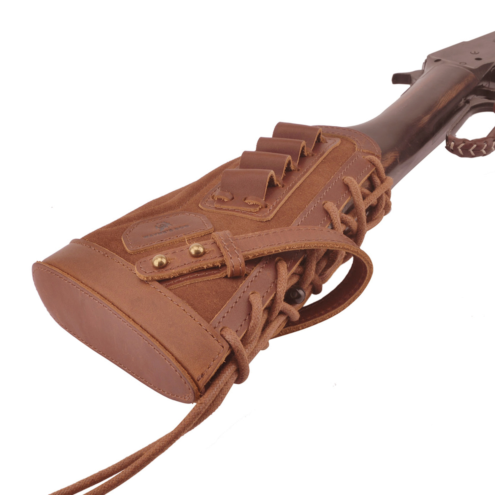 No Drilling Retro Leather Rifle Buttstock Shell Holder Gun Stock Cover Hunting .308  .30-06 .300WIN 410GA