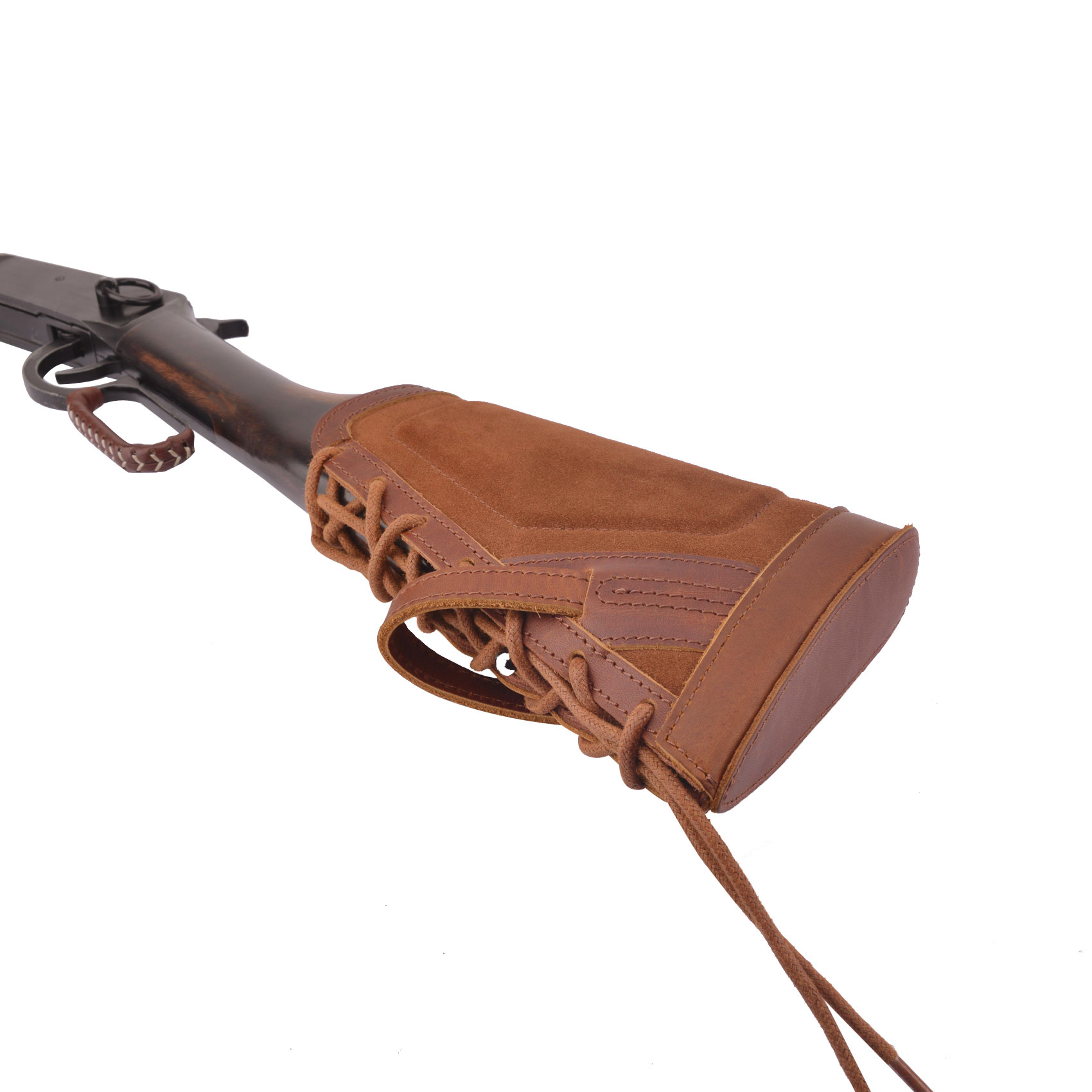 No Drilling Retro Leather Rifle Buttstock Shell Holder Gun Stock Cover Hunting .308  .30-06 .300WIN 410GA
