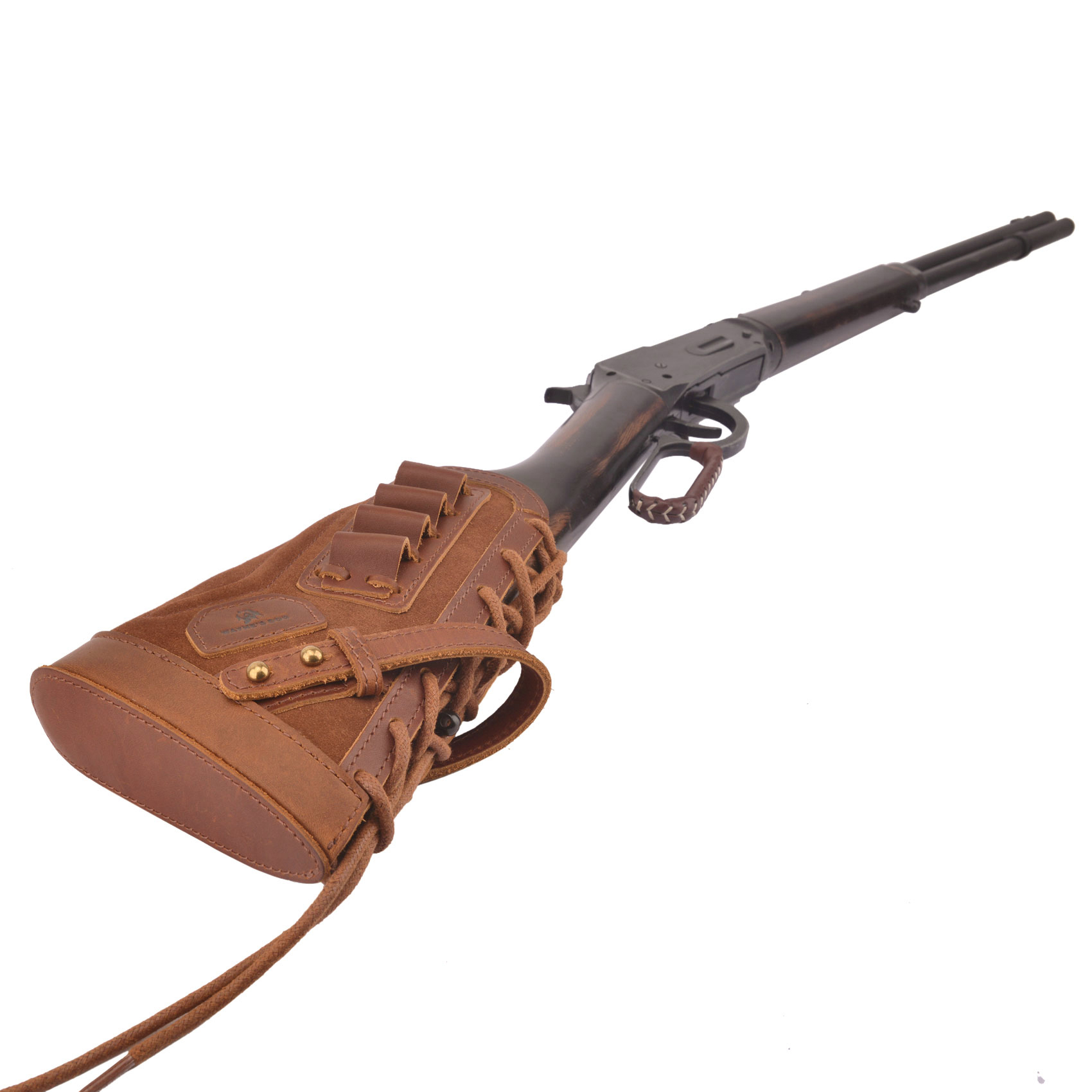 No Drilling Retro Leather Rifle Buttstock Shell Holder Gun Stock Cover Hunting .308  .30-06 .300WIN 410GA