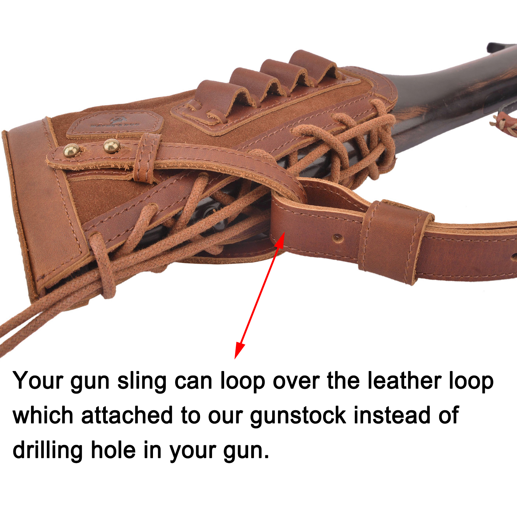 No Drilling Retro Leather Rifle Buttstock Shell Holder Gun Stock Cover Hunting .308  .30-06 .300WIN 410GA