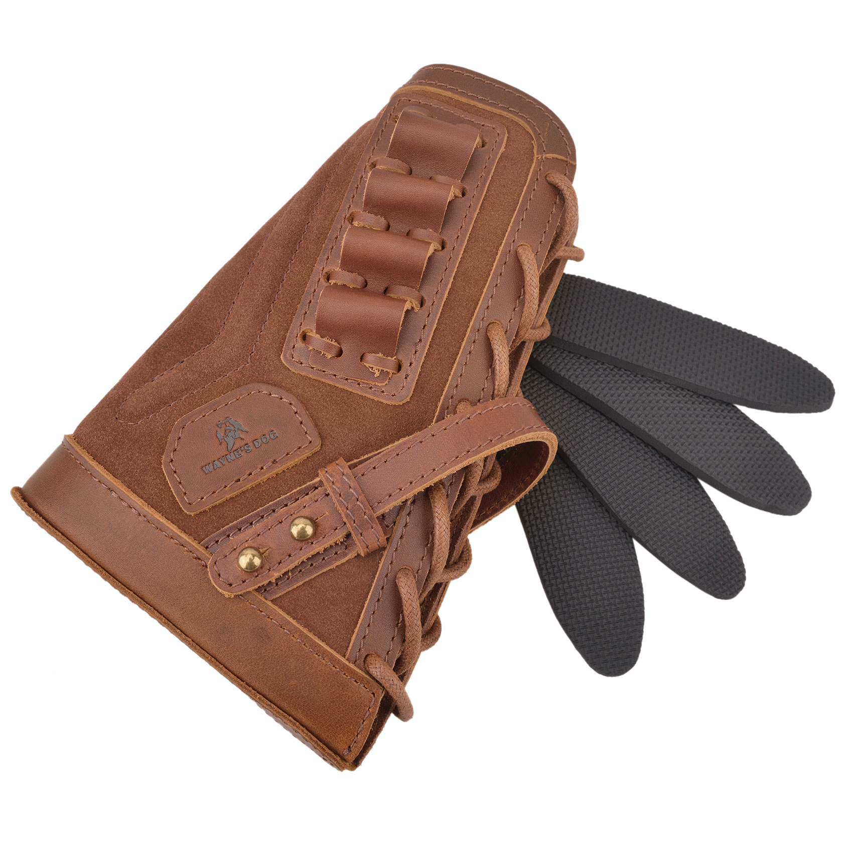 No Drilling Retro Leather Rifle Buttstock Shell Holder Gun Stock Cover Hunting .308  .30-06 .300WIN 410GA