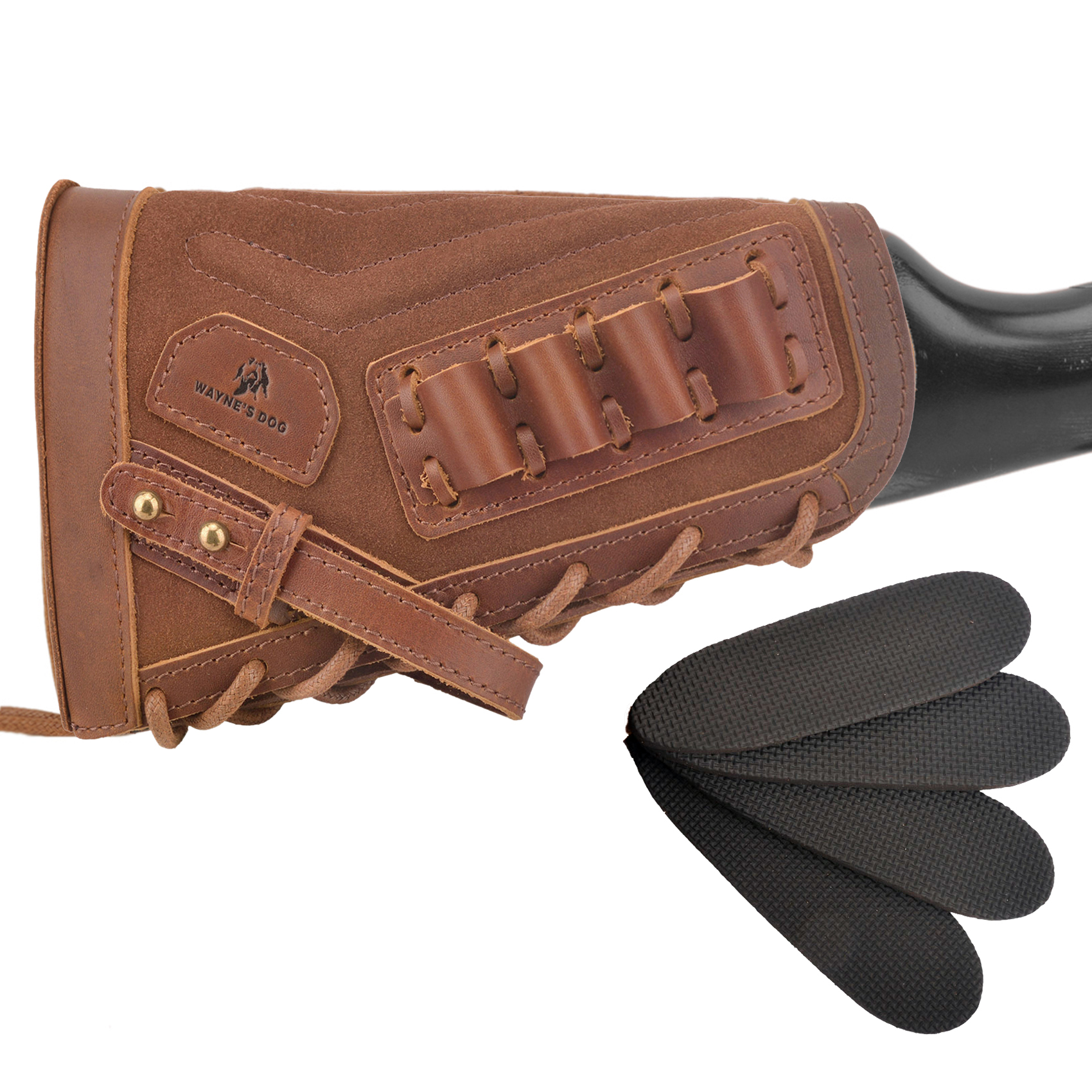 No Drilling Retro Leather Rifle Buttstock Shell Holder Gun Stock Cover Hunting .308  .30-06 .300WIN 410GA
