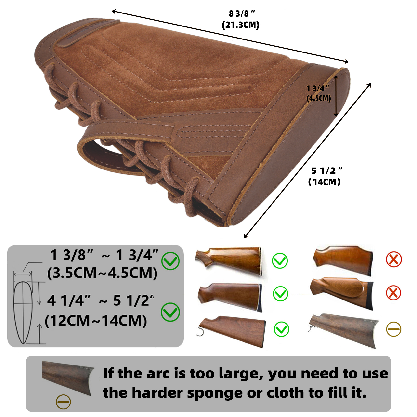 1 Set Leather No Drill Buttstock With Shotgun Sling for 12/16/20GA