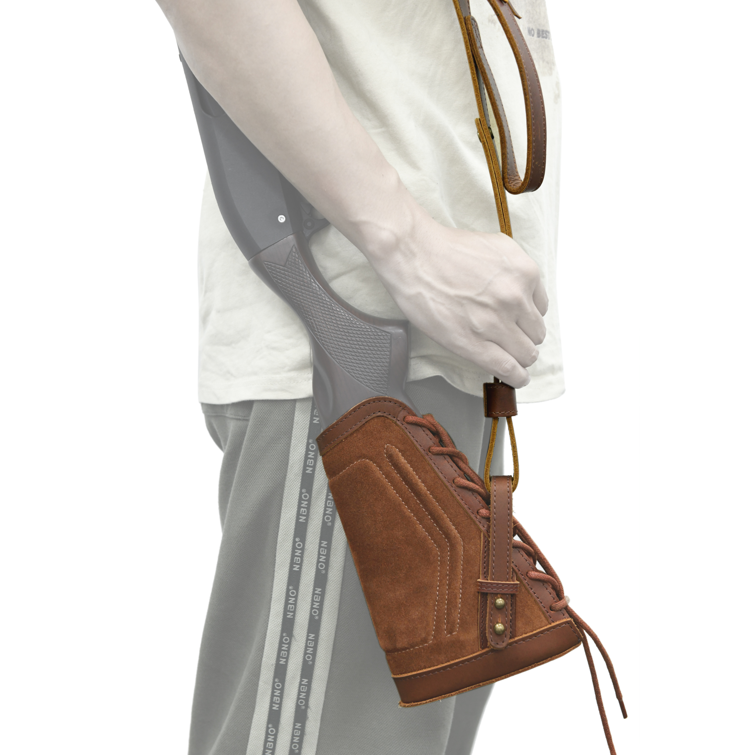 1 Set Leather No Drill Buttstock With Shotgun Sling for 12/16/20GA